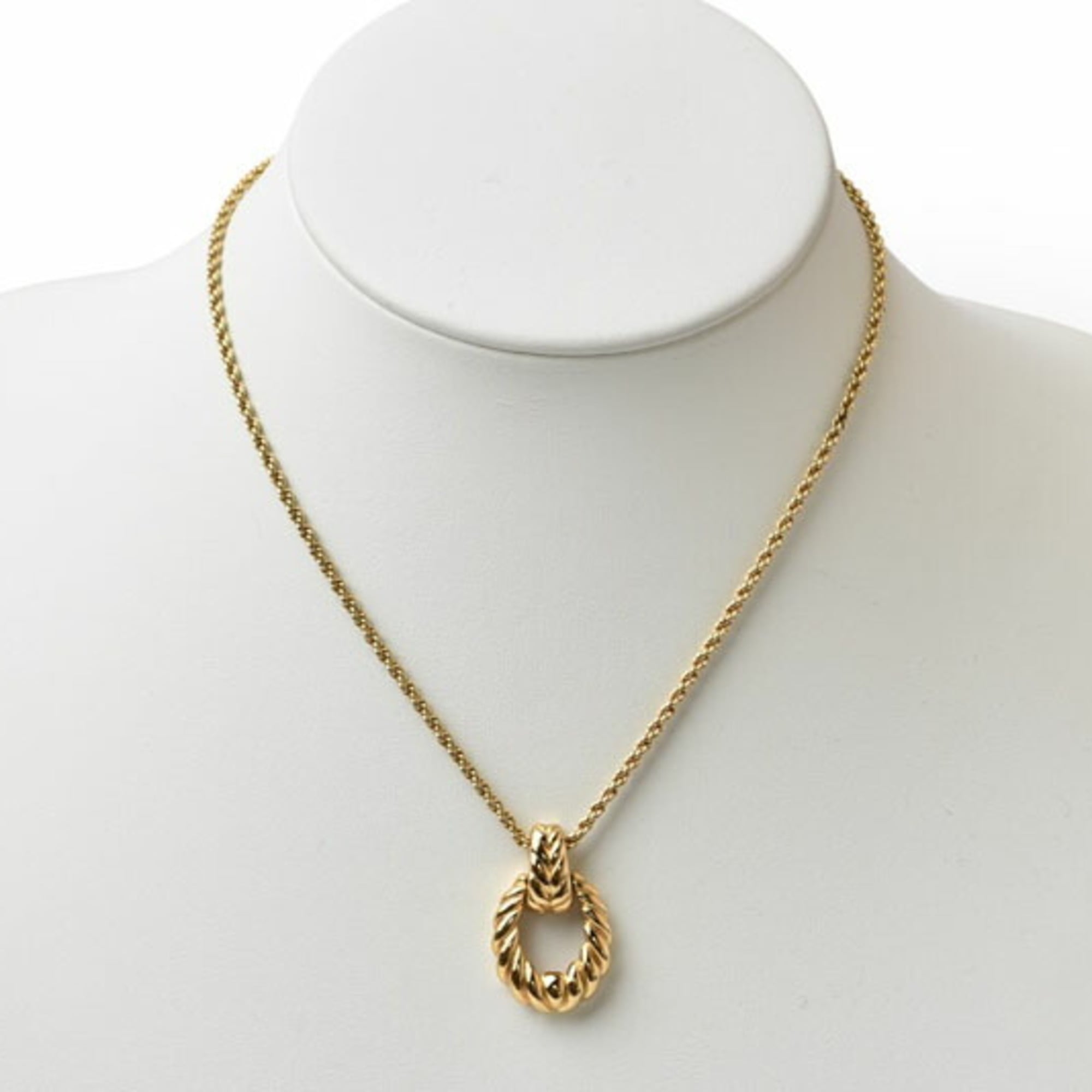 Christian Dior Twist Oval Gold Necklace Pendant