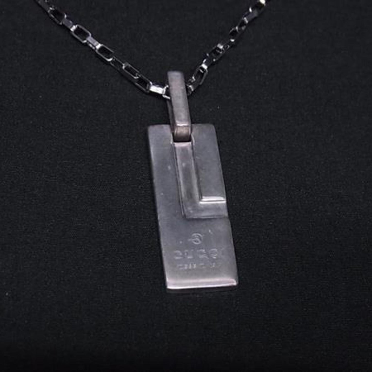 GUCCI G-Plate Necklace in Silver SV925 for Men and Women