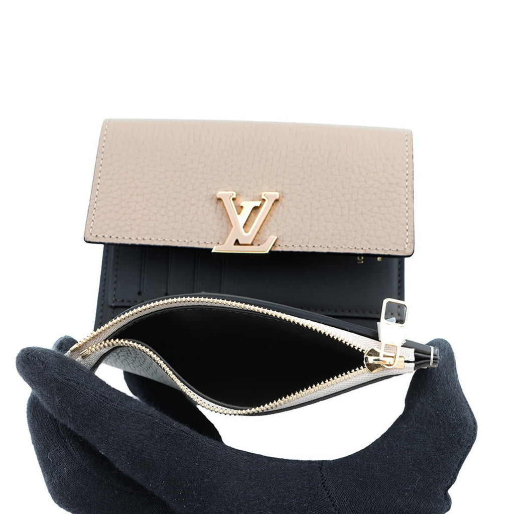 Louis Vuitton Tri-fold Wallet, Taurillon Leather, Portefeuille Capucines Compact, M62159
