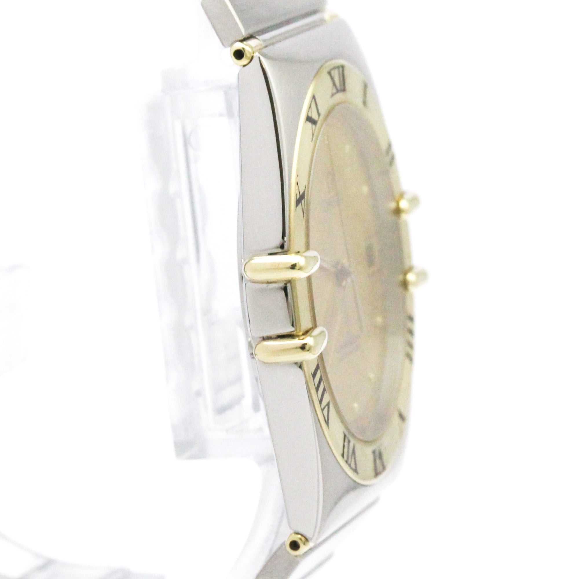 OMEGA Constellation 18K Gold Steel Quartz Mens Watch 398.0866 Polished — Very Good
