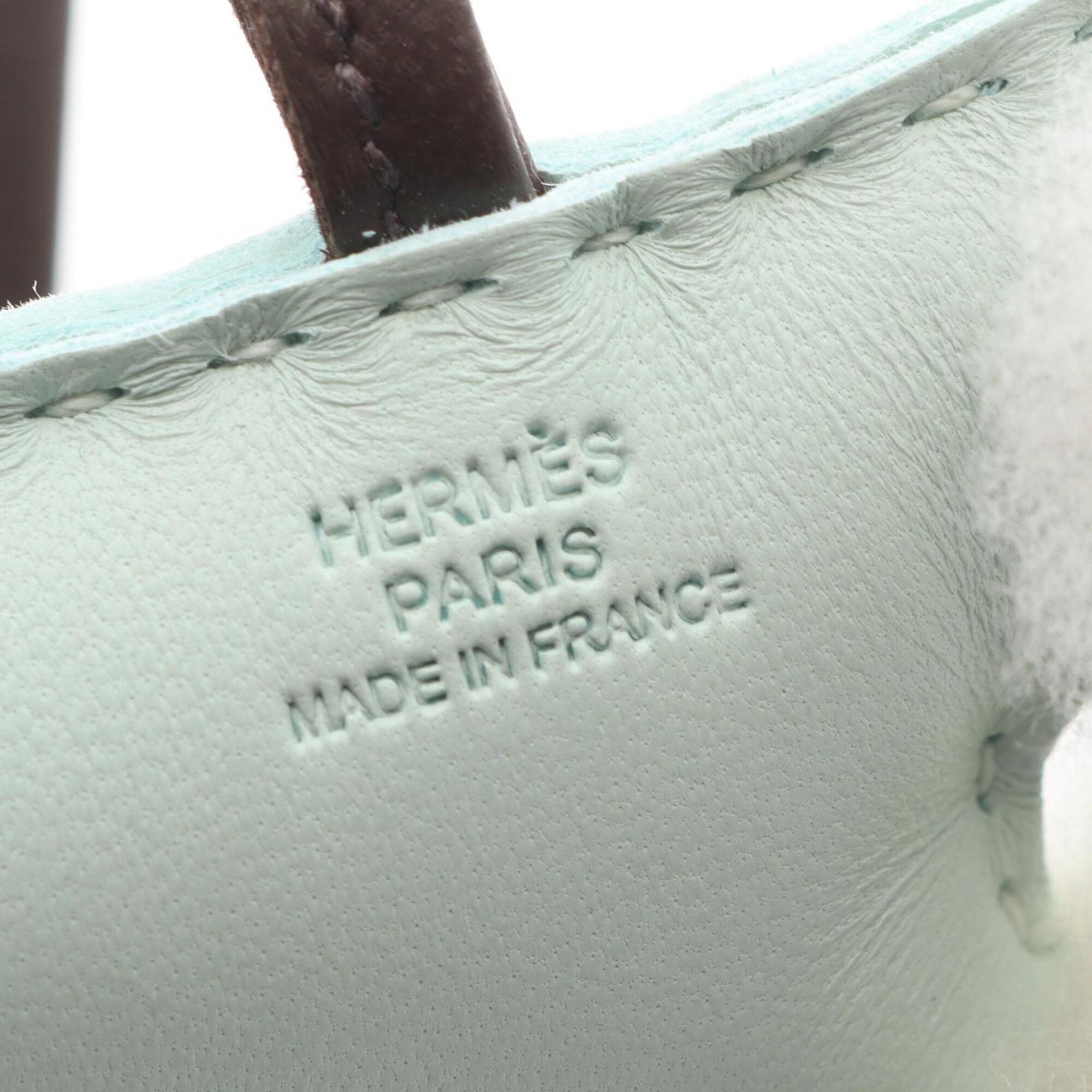 Hermes Buddy Charm Vert Peppermint Chocolate Accessory Sheepskin Leather Agneau Milo Women's Green Brown White — New - Store Return