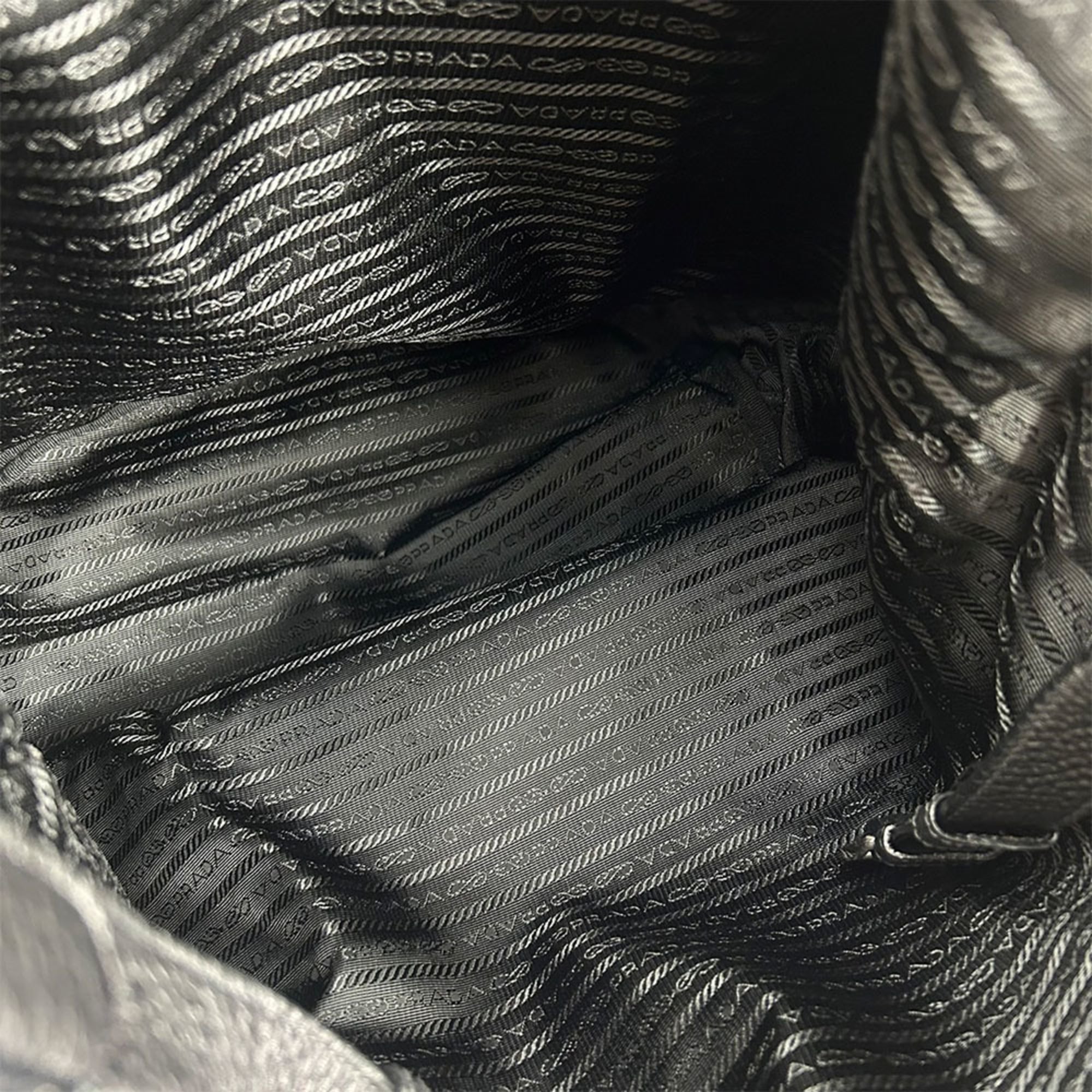 Prada tote bag shoulder large nylon black leather ladies PRADA NERO