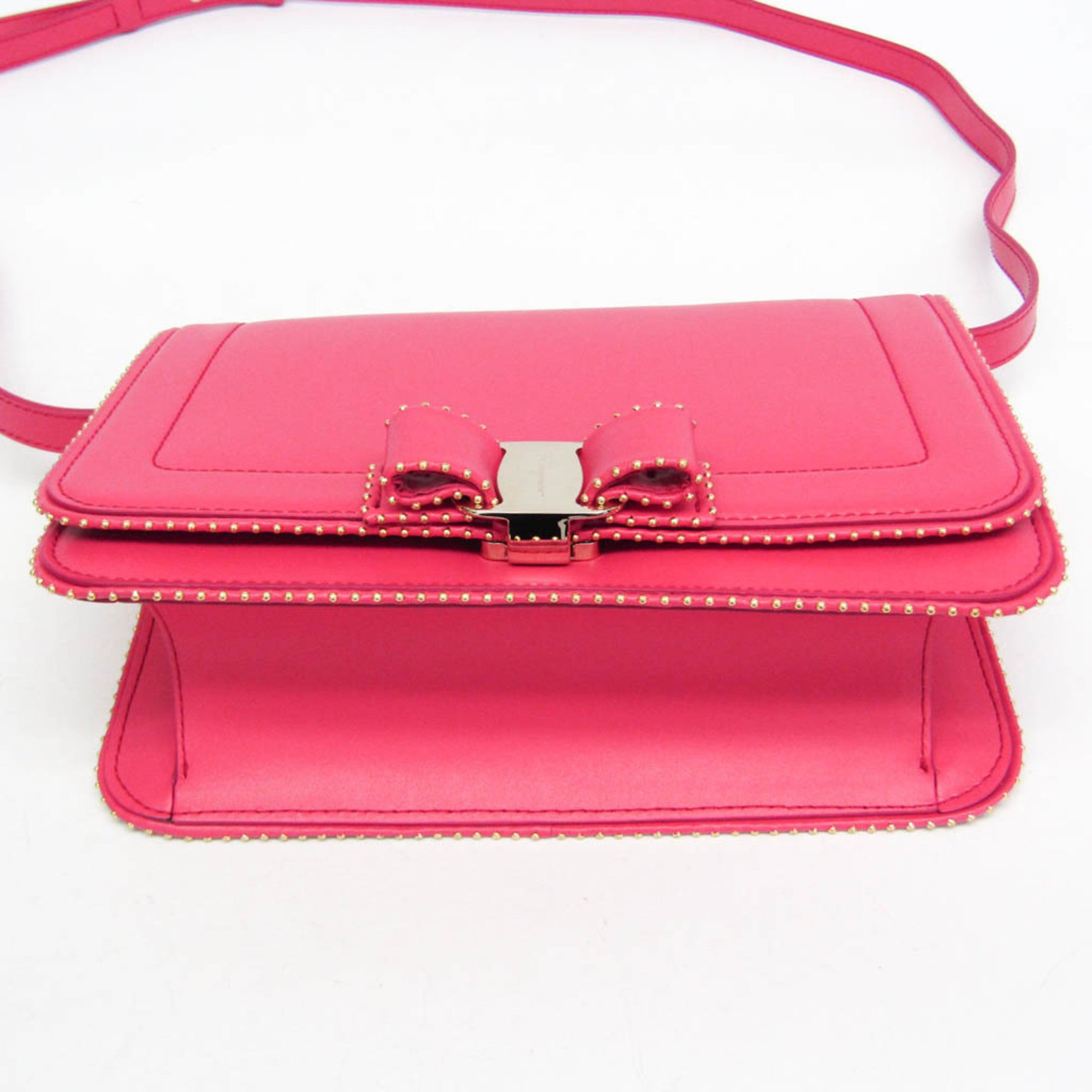 Salvatore Ferragamo Vara FZ-21 O001 Women's Leather Shoulder Bag Pink — Like New