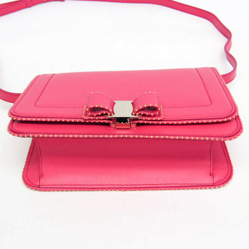 Salvatore Ferragamo Vara FZ-21 O001 Women's Leather Shoulder Bag Pink — Like New