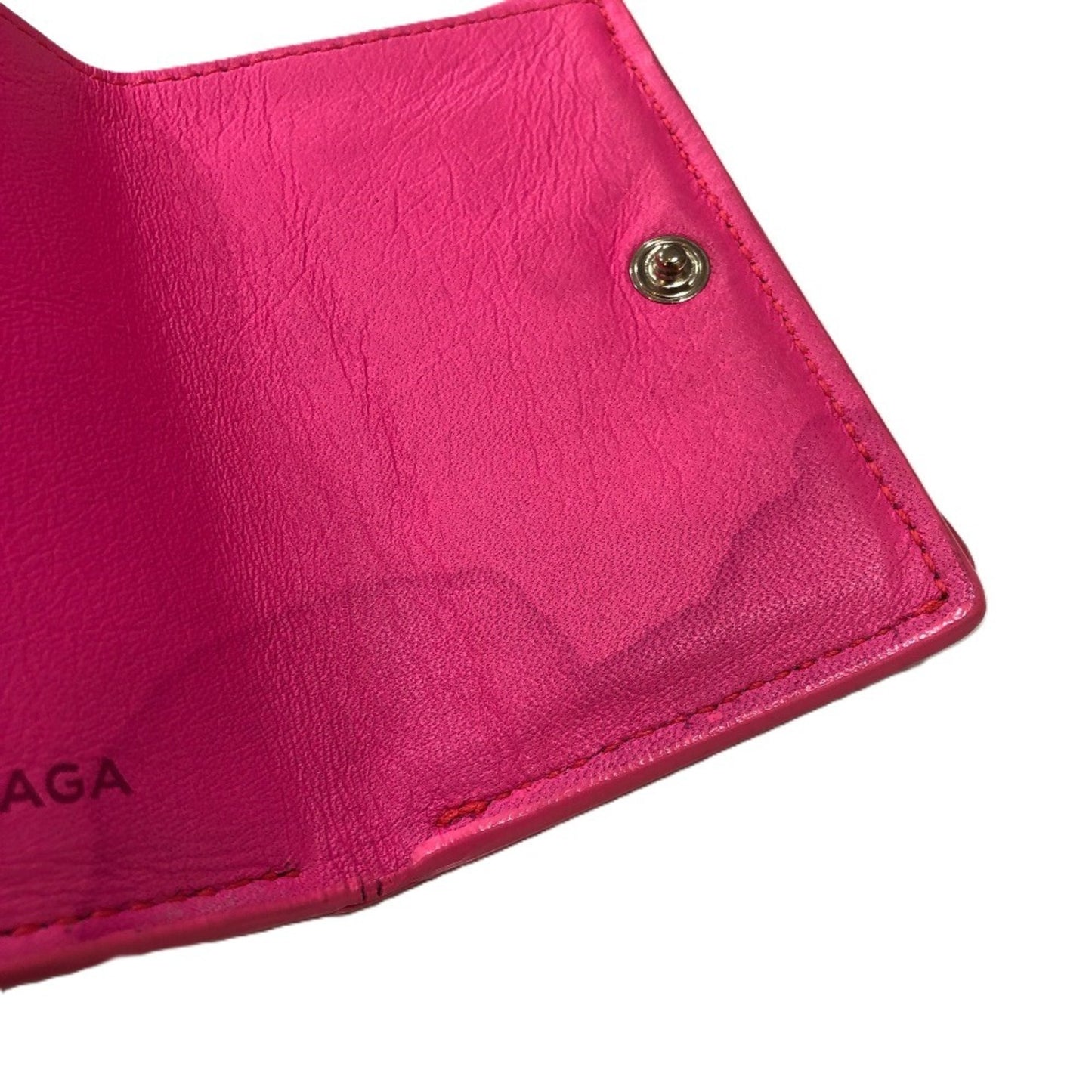 BALENCIAGA 203437 Classic Compact Wallet Tri-fold Leather Women's Pink