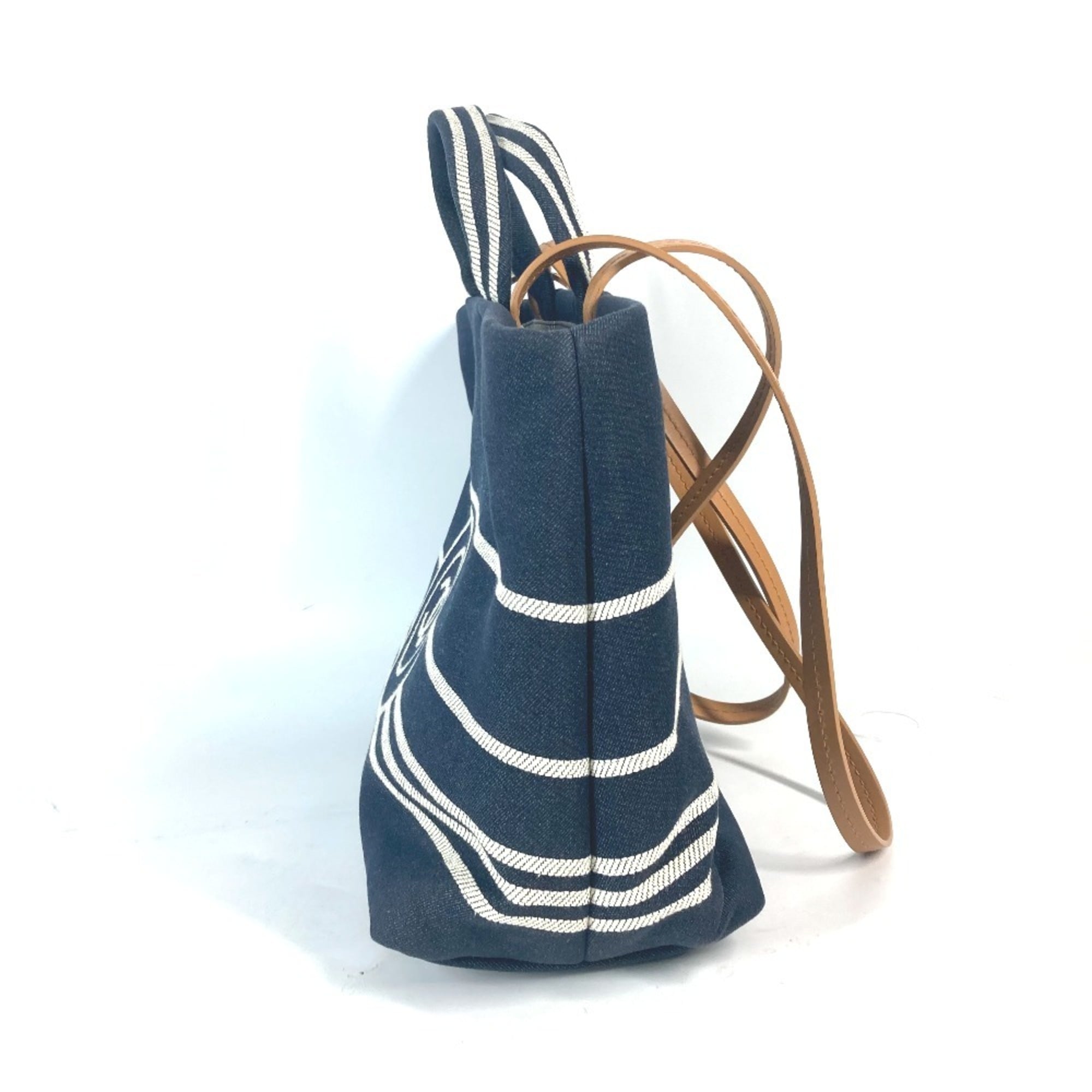 CHANEL A92240 Denim CC Coco Mark Tote Bag Handbag Shoulder Leather Women's Blue L-241003-8 — Like New