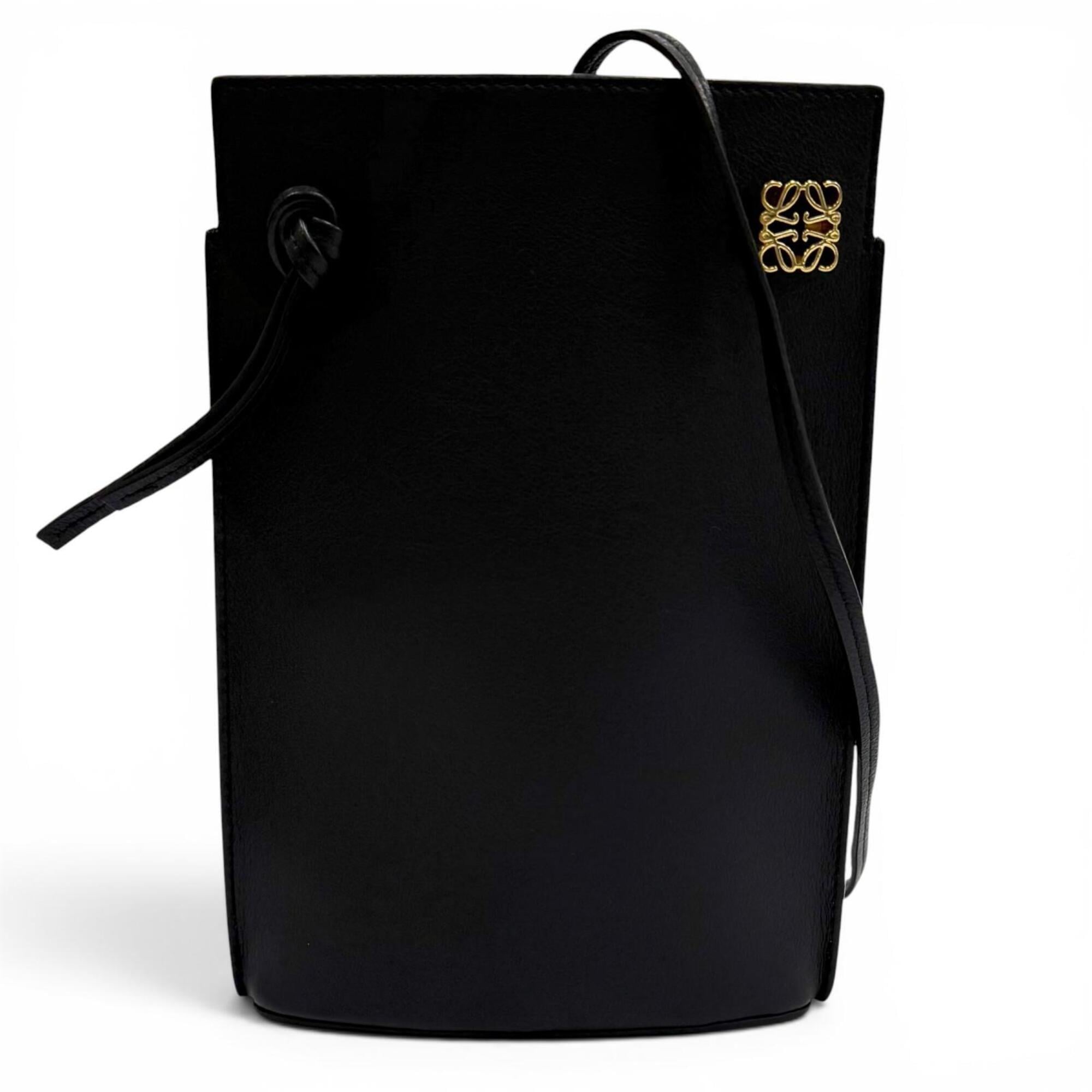 LOEWE C630R12X01 Classic Calfskin Dice Pocket Anagram Shoulder Bag, Black, Made in Spain, Women's, with Dust Bag — Like New