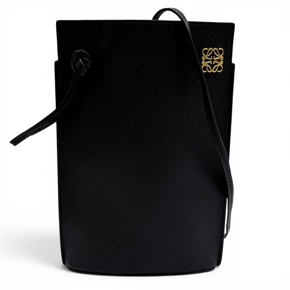 LOEWE C630R12X01 Classic Calfskin Dice Pocket Anagram Shoulder Bag, Black, Made in Spain, Women's, with Dust Bag — Like New