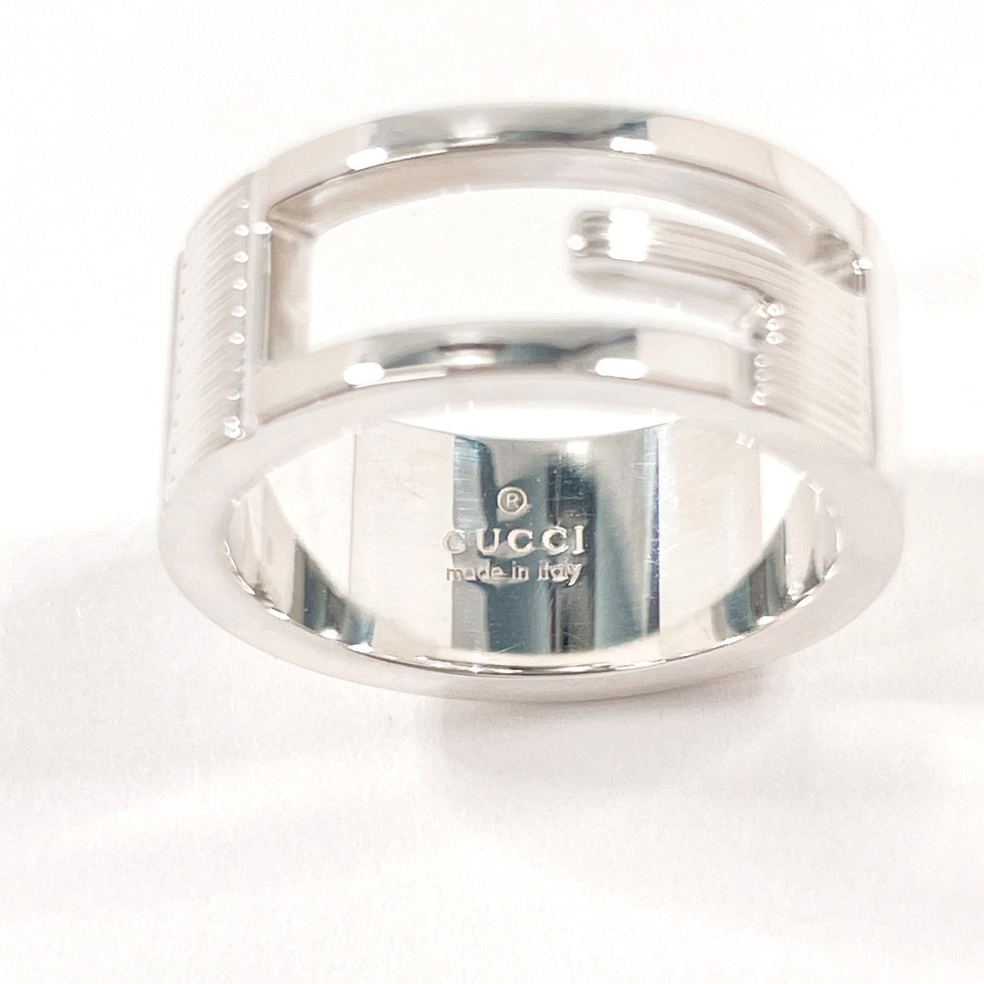 GUCCI Branded Cutout G Ring, Sterling Silver 925, Size 10, Silver, Women's — Like New