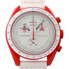 SWATCH x OMEGA Moon Mission to Mars Women's and Men's Watch SO33R100 — Very Good