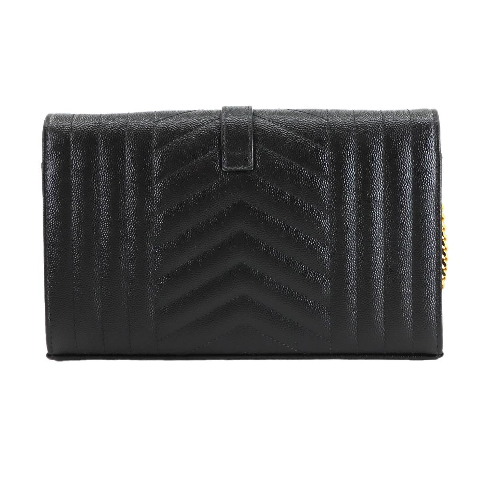 Saint Laurent Cassandre Chain Wallet, black leather with gold hardware (product number 620280).