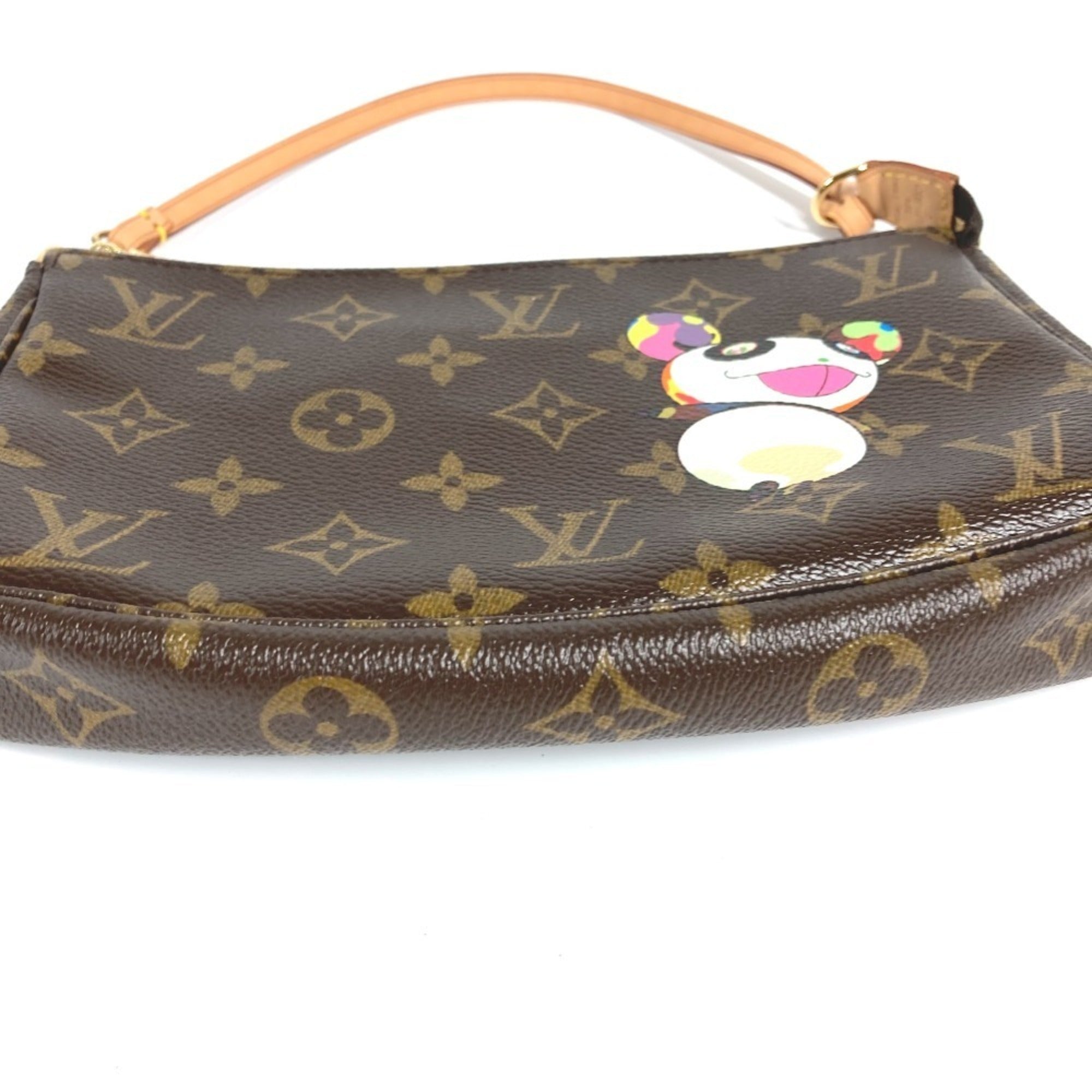 LOUIS VUITTON M51981 Monogram Panda Pochette Accessoires by Takashi Murakami. Accessory pouch, handbag, shoulder bag, canvas, women's, brown, like new — Like New