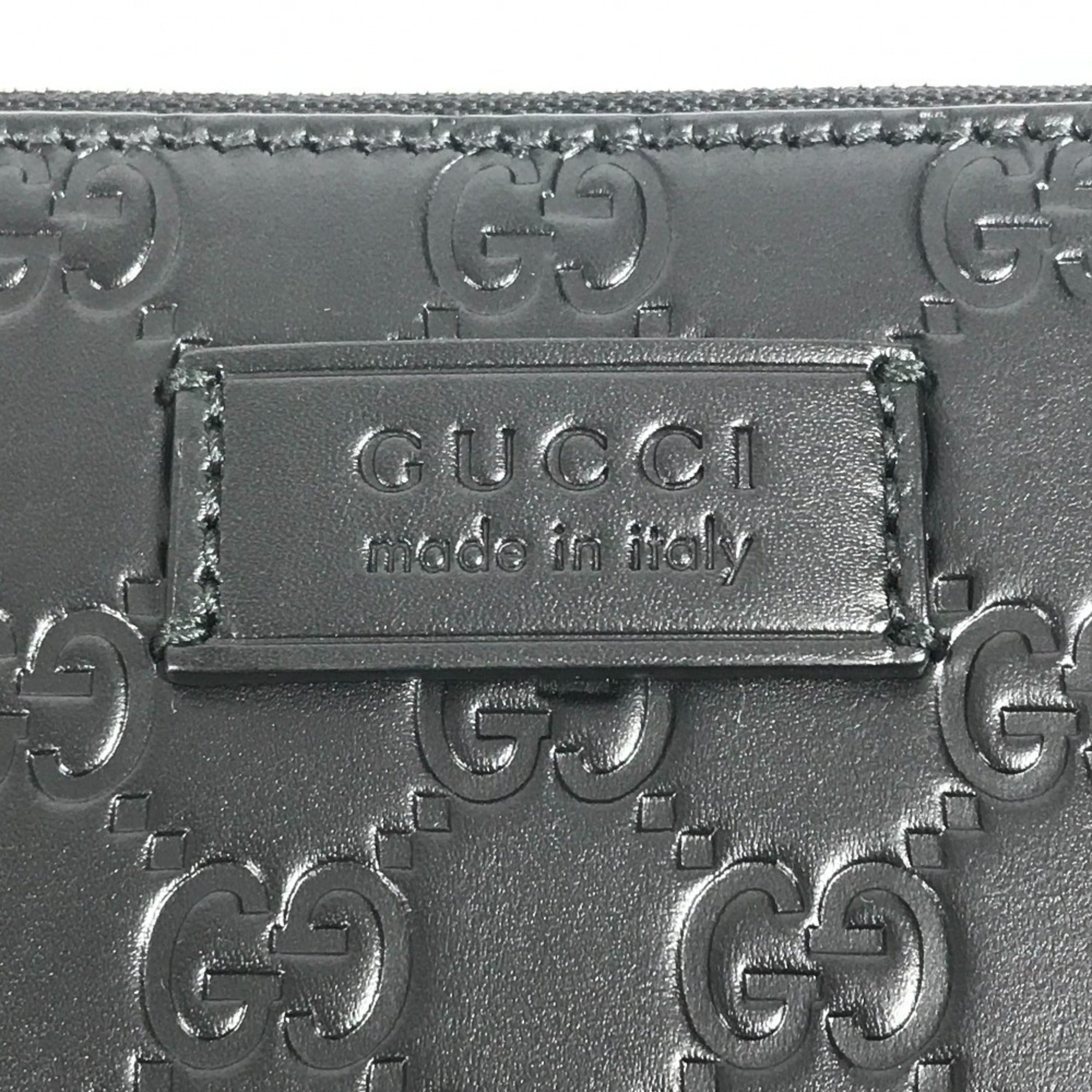GUCCI 429004 Guccissima GG Logo Crossbody Bag 2-Way Clutch Shoulder Shima Leather Men's Black Like New — Like New