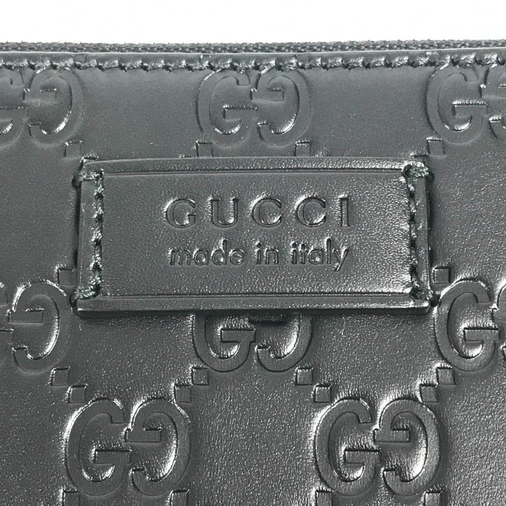 GUCCI 429004 Guccissima GG Logo Crossbody Bag 2-Way Clutch Shoulder Shima Leather Men's Black Like New — Like New
