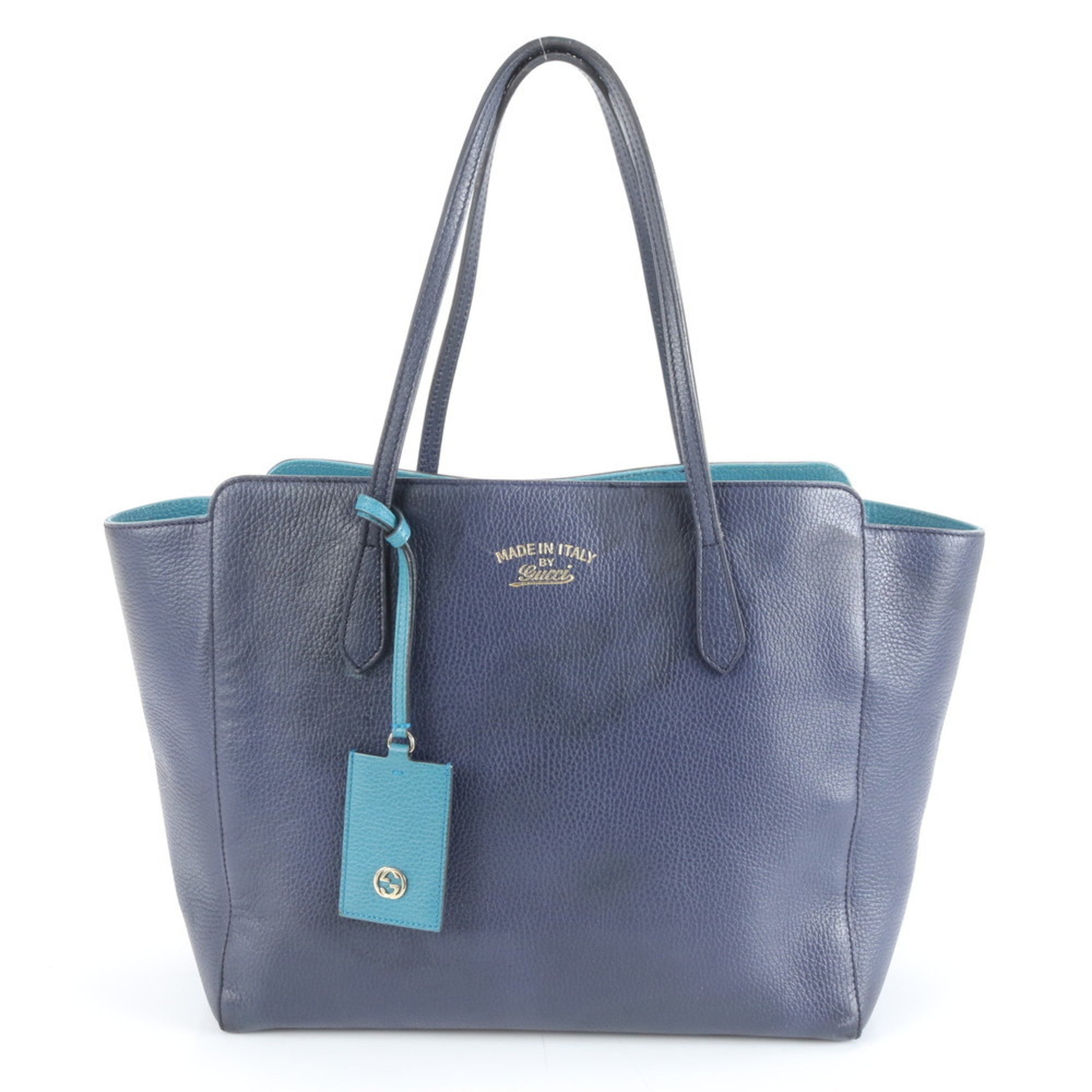 Gucci Swing 354397 Leather Tote Bag/Shoulder Bag, Navy, Women's