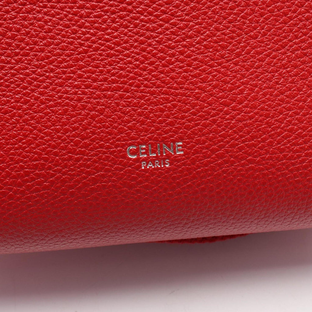Celine Sangle Bucket Small Shoulder Bag, Leather, Women's, Red