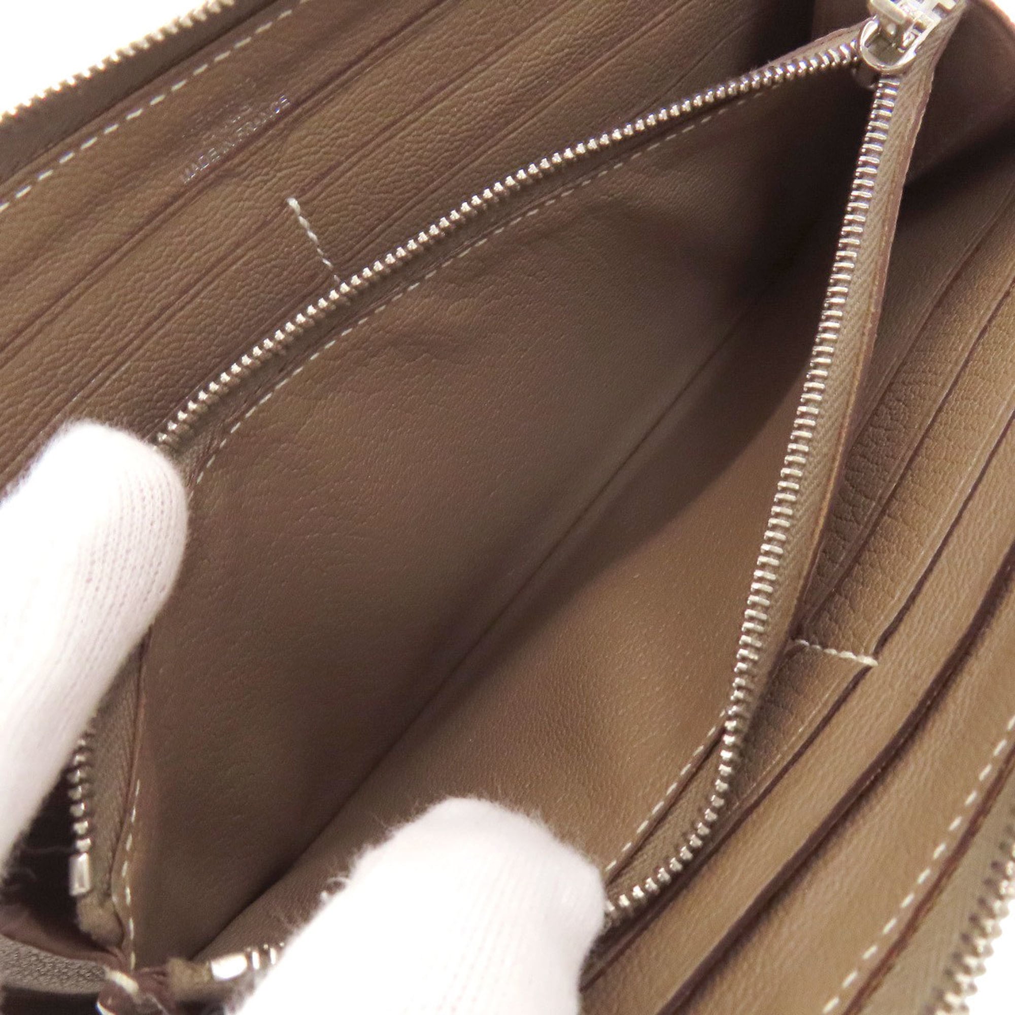 Hermes Evelyn Azap Long Etoupe Silver Hardware Wallet Chevre Women's HERMES