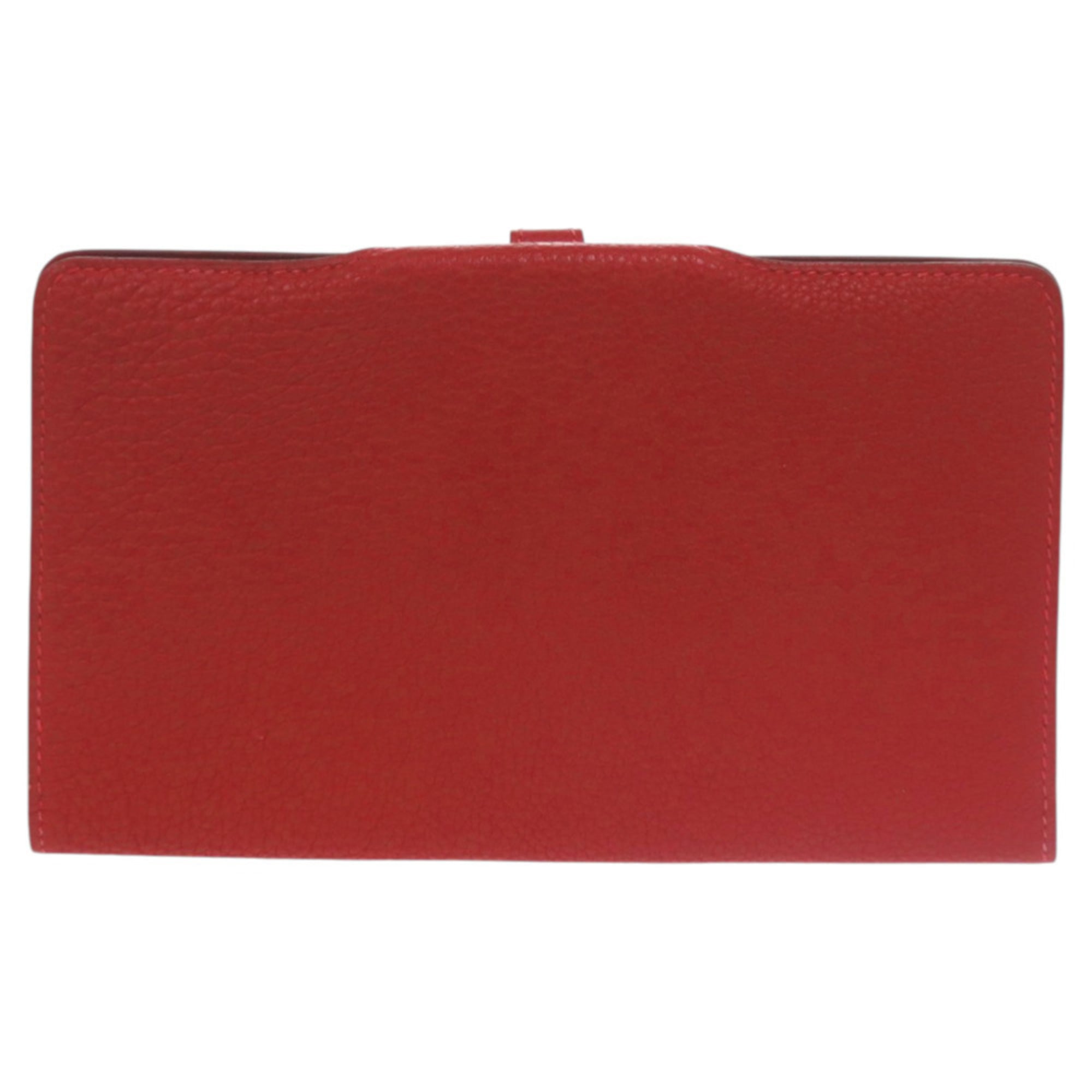 Excellent condition Hermes Dogon MM Togo red long wallet 0026
