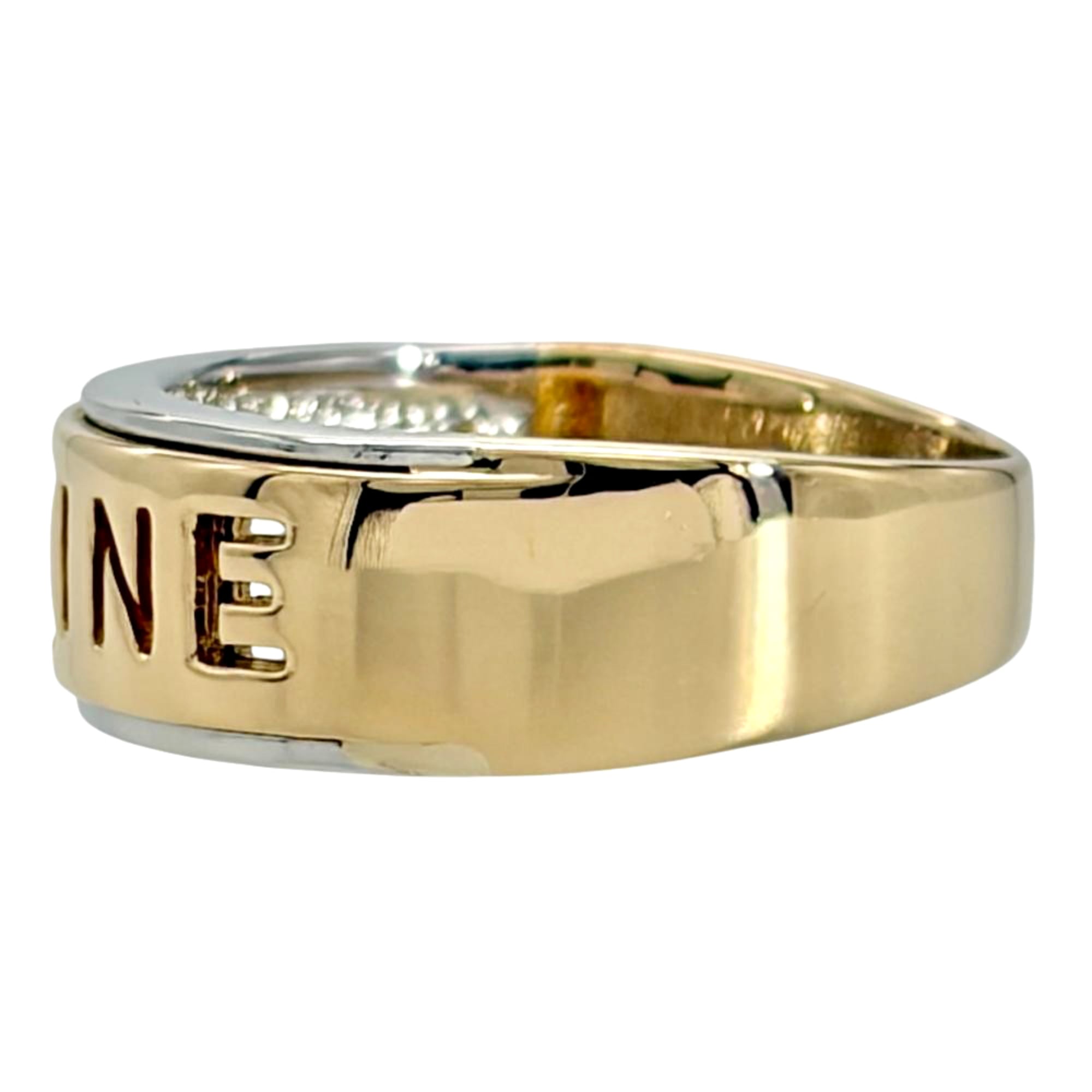 Celine Macadam Logo Bicolor Ring, Approx. 18K Yellow Gold (5.9g), Platinum 900 Combination, Women's Ring — Like New