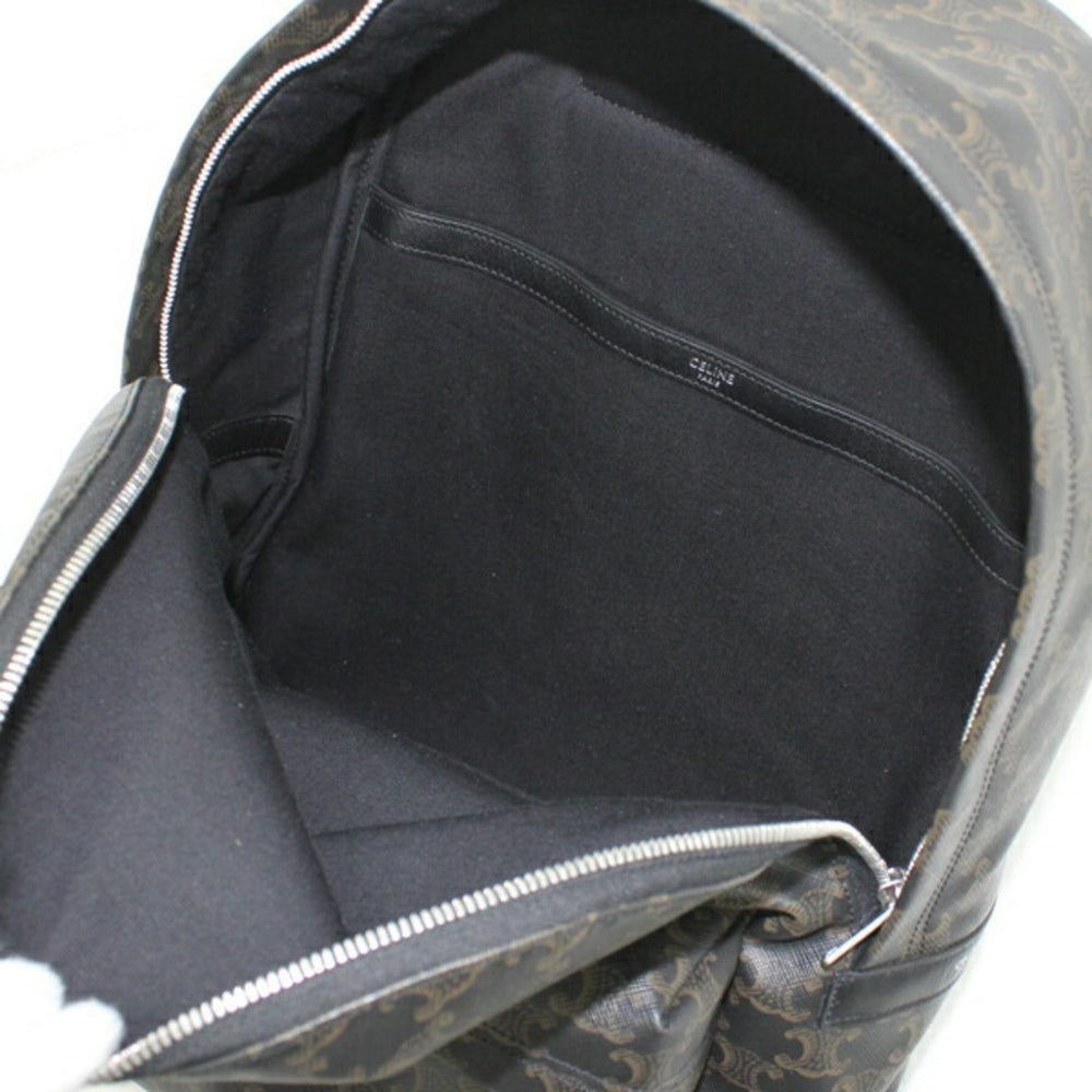 CELINE Backpack Triomphe Canvas Black Brown Rucksack Men's 188382BOV T5686 — Like New