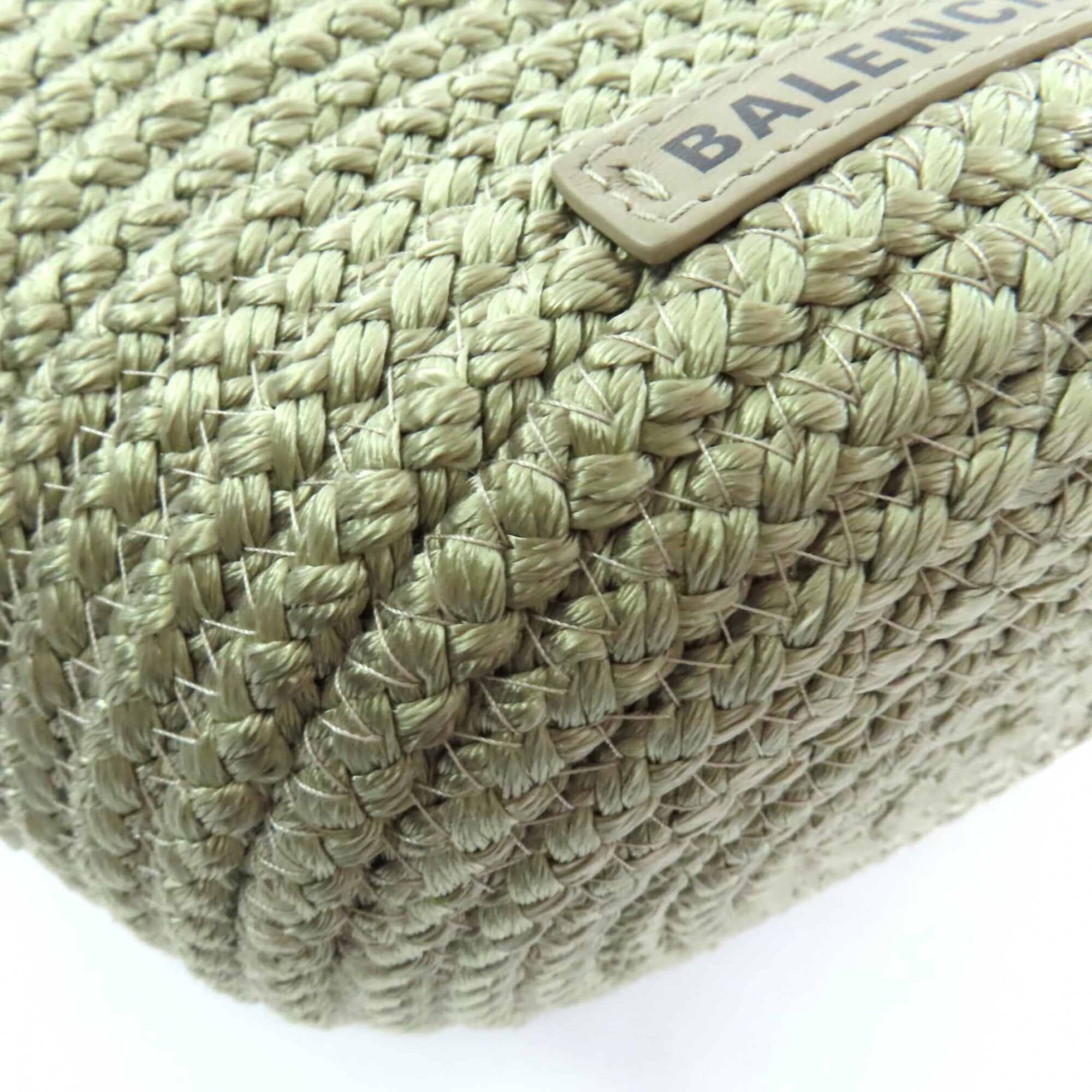 BALENCIAGA 695612 Ibiza Small Logo Patch 2-Way Basket Bag, Khaki, with Dust Made in Italy, Women's — Like New