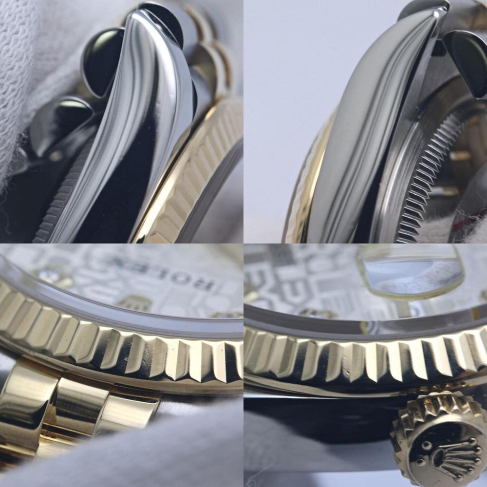 ROLEX Datejust 36 10P Diamond Silver Engraved Computer 126233G Men's Watch 18K Yellow Gold x Stainless Steel 40370 — Very Good
