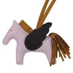 HERMES Rodeo Pegasus PM Bag Charm in Mauve Pale Sesame Ebene with U Stamp for Women — Like New