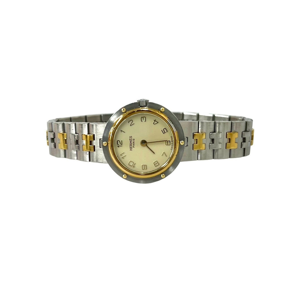 HERMES Vintage Clipper Stainless Steel Quartz Watch, Silver/Gold, 29391 — Good