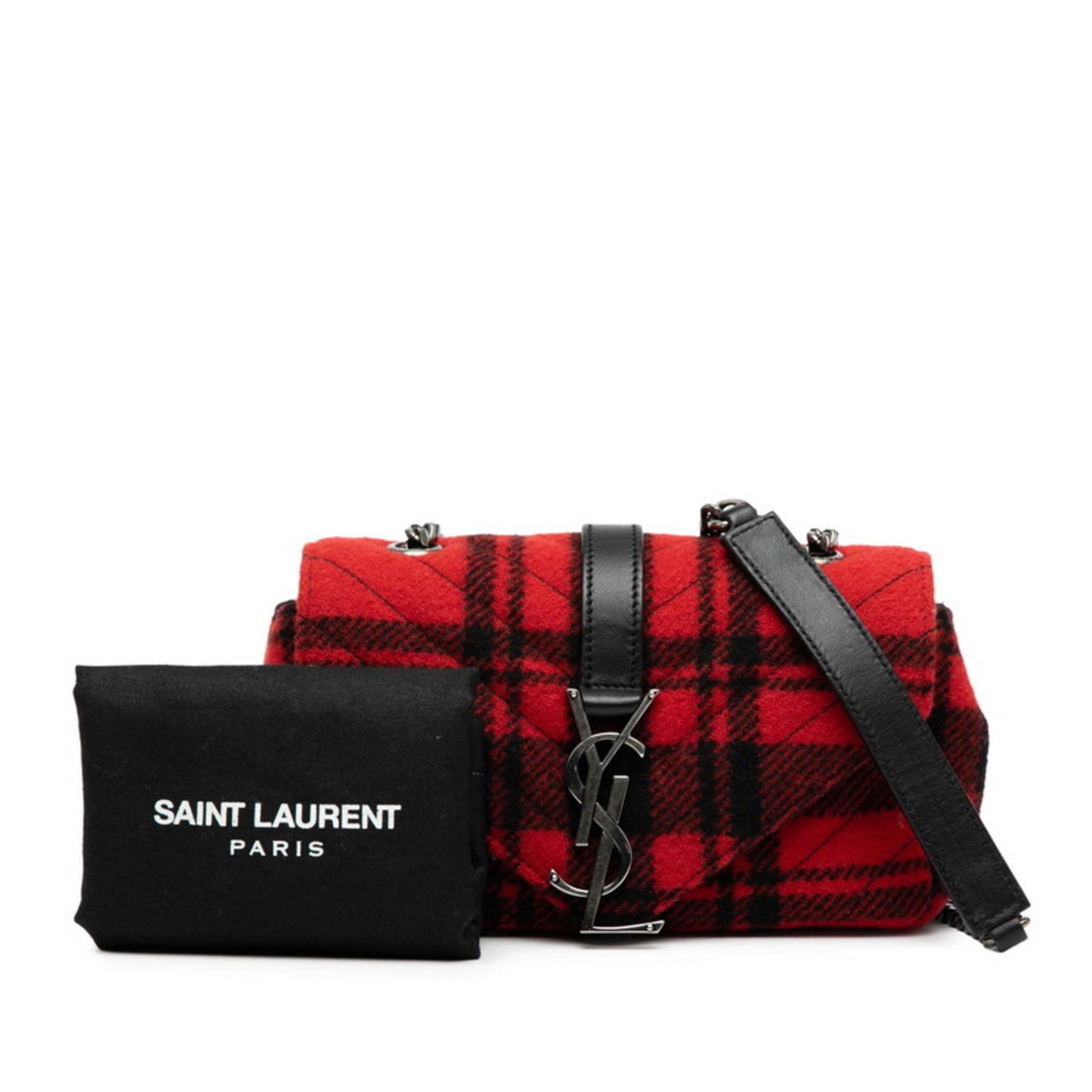 Saint Laurent Baby Chai Chain Shoulder Bag 399289 Red Black Wool Leather Women's SAINT LAURENT