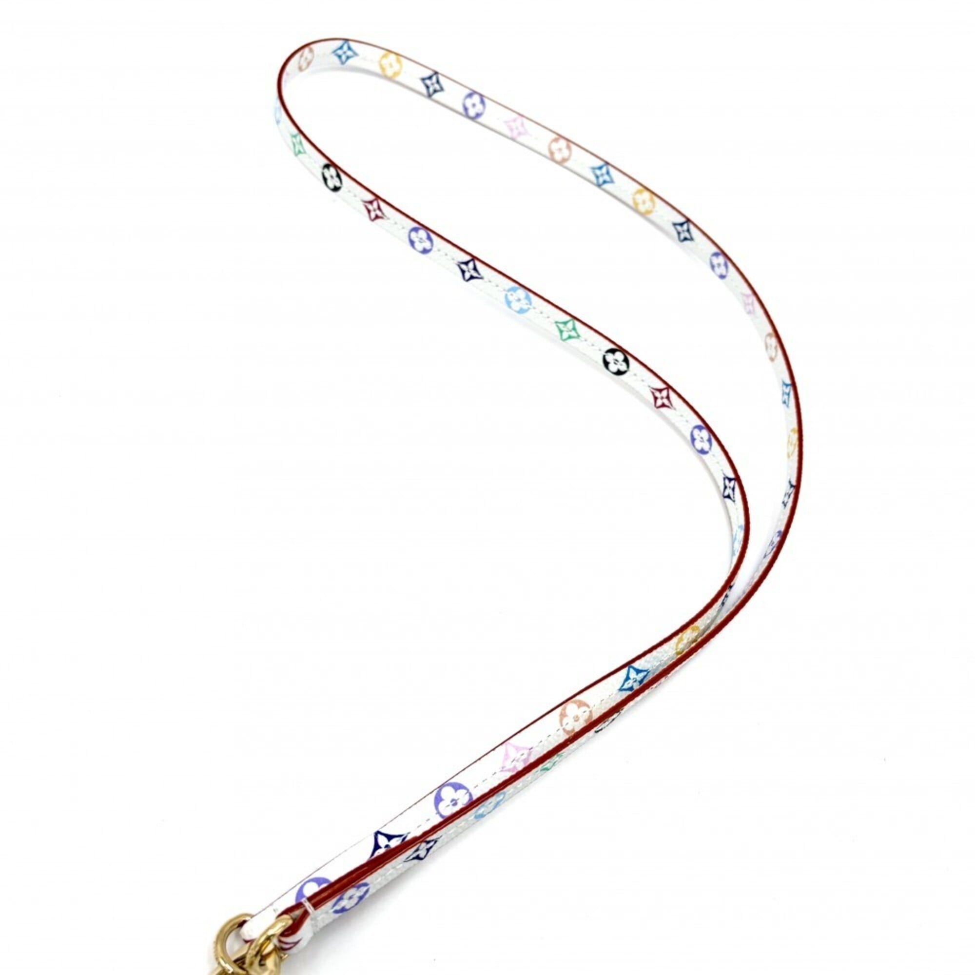 Louis Vuitton Keychain for Women, Monogram, Takashi Murakami, Phone Holder, LV x TM, Small Item, Pouch, LOUIS VUITTON M14099, White, Multicolor, Gold Hardware — Like New