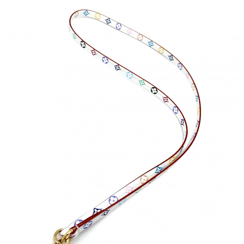 Louis Vuitton Keychain for Women, Monogram, Takashi Murakami, Phone Holder, LV x TM, Small Item, Pouch, LOUIS VUITTON M14099, White, Multicolor, Gold Hardware — Like New