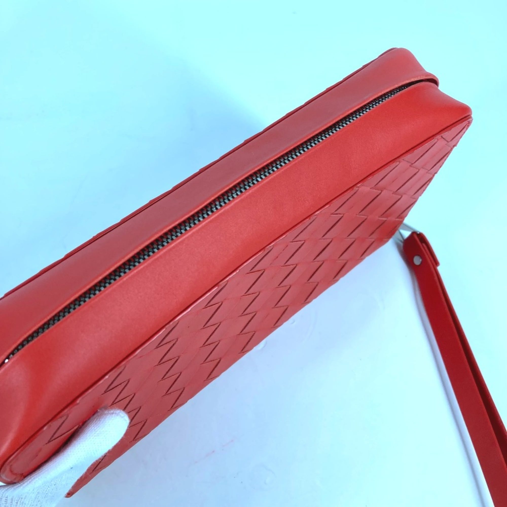 BOTTEGA VENETA 650524 Bag Cluch Bag with strap Clutch bag Tomato Red — Like New