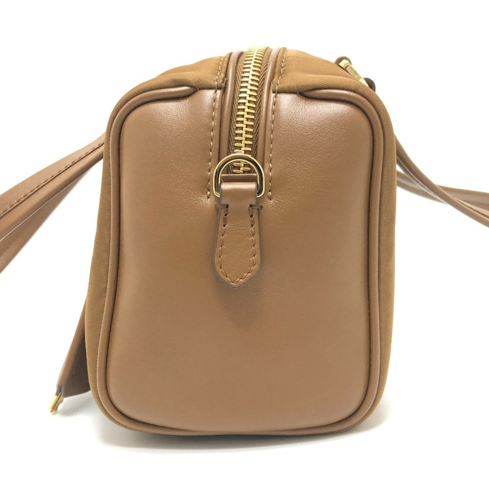 PRADA 1BB127 Padlock Top Handle Medium Shoulder Bag Nylon Leather Women's Brown Like New — Like New