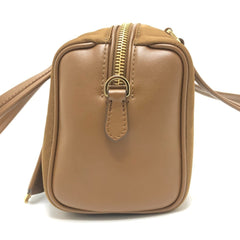 PRADA 1BB127 Padlock Top Handle Medium Shoulder Bag Nylon Leather Women's Brown Like New — Like New