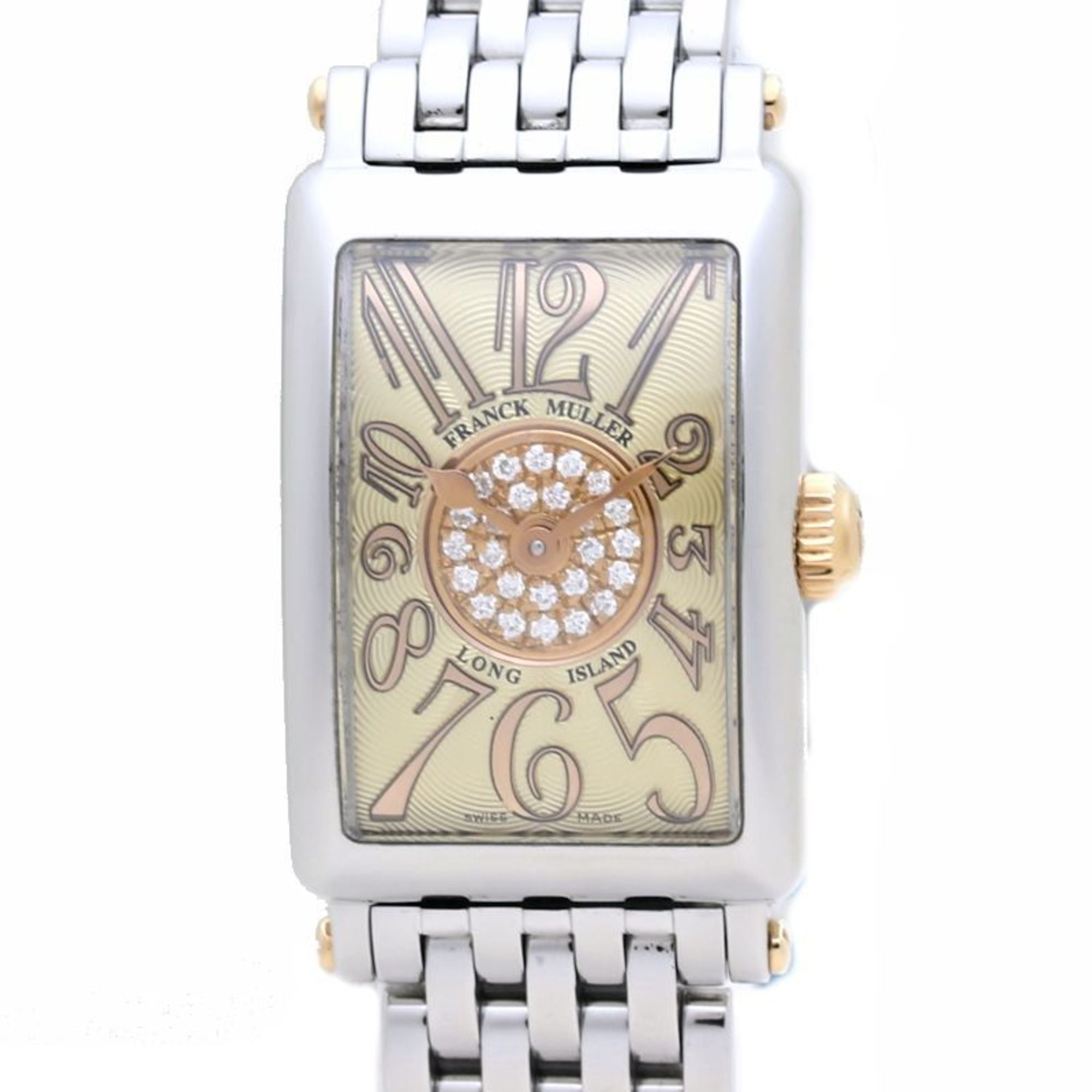 FRANCK MULLER 802 REL CD 1P CP STG Long Island Petite Pastille Stainless Steel xK18PG Pink Gold Ladies 39538 Watch — Very Good