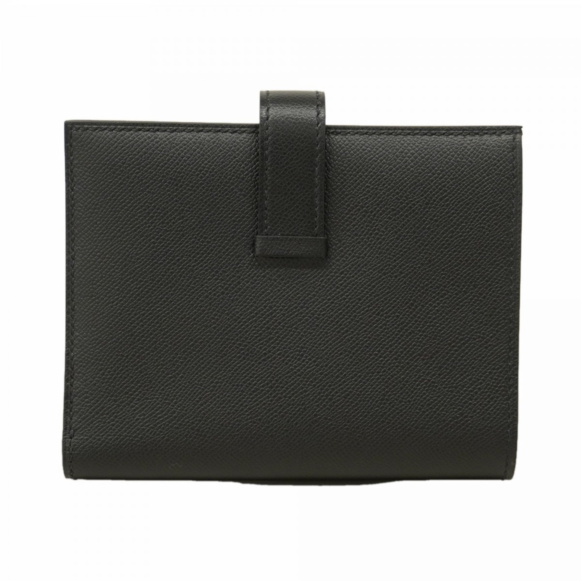 Hermes Hermès Bearn Compact Wallet, Monochrome, So Black, Veau Madame, W Stamp, Men's and Women's