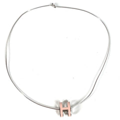 HERMES Hermes Pop H Accessory Necklace Metal Women's Light Pink — Like New