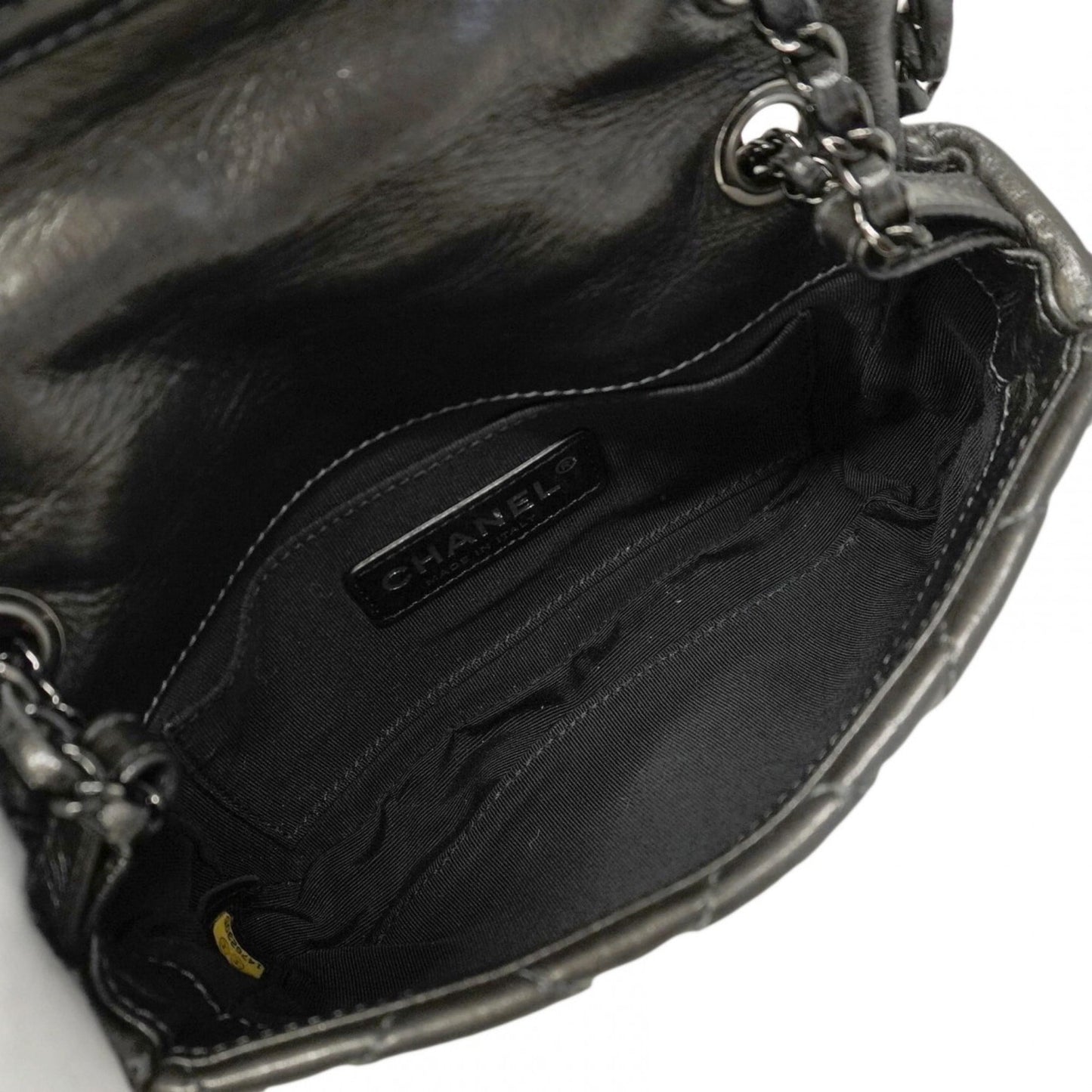 Chanel Matelasse Shoulder Bag with Double Chain, Calfskin, Black, Women's