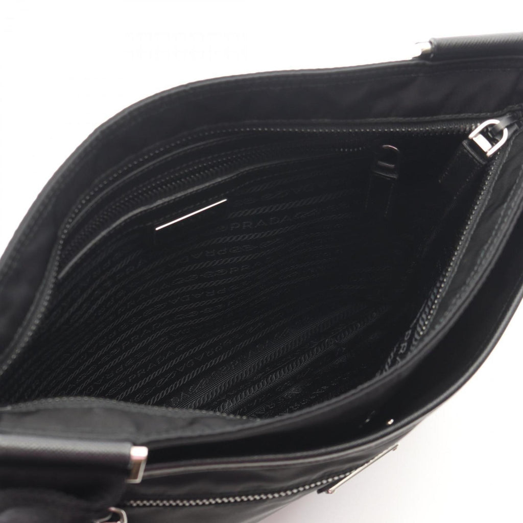 Prada TESSUTO SAFFI Shoulder Bag in Nylon and Saffiano Leather, Black