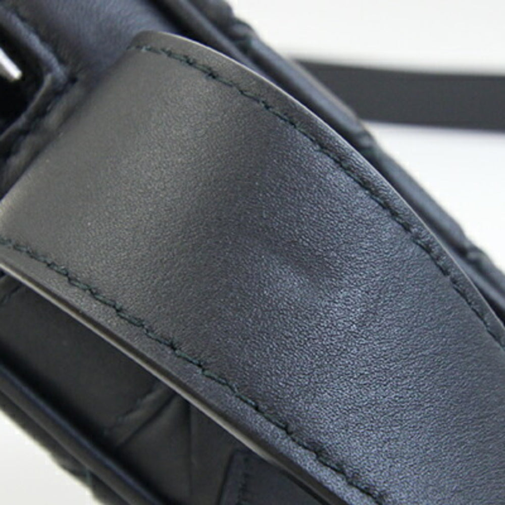 Bottega Veneta Intrecciato Shoulder Bag 743214 Black Leather Crossbody Pouch Smartphone for Men and Women BOTTEGA VENETA — Like New