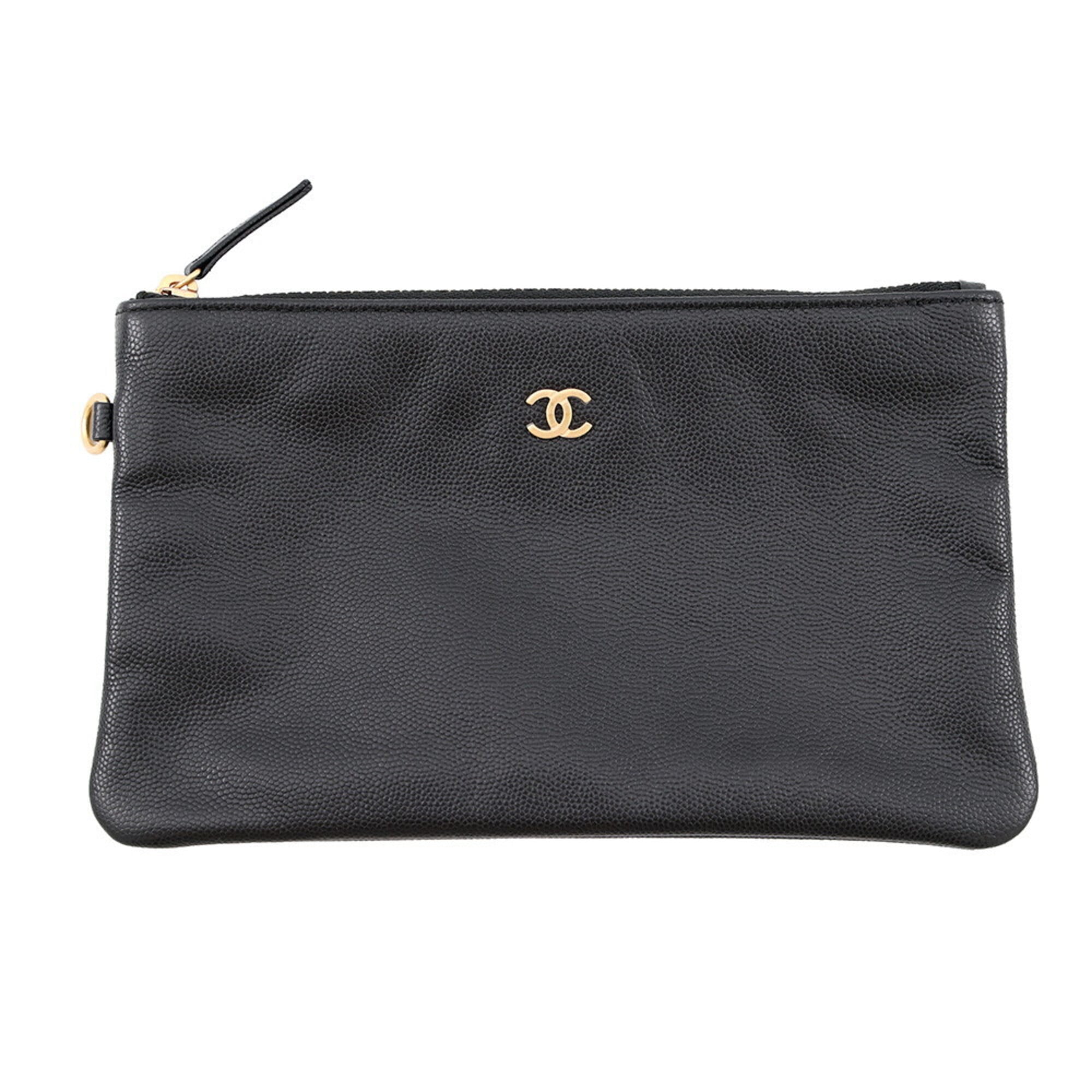 Chanel Chain Shoulder Bag CHANEL25 Medium Coco Mark Matelassé Caviar Skin AS5311 CHANEL Black Handbag Women's — Like New