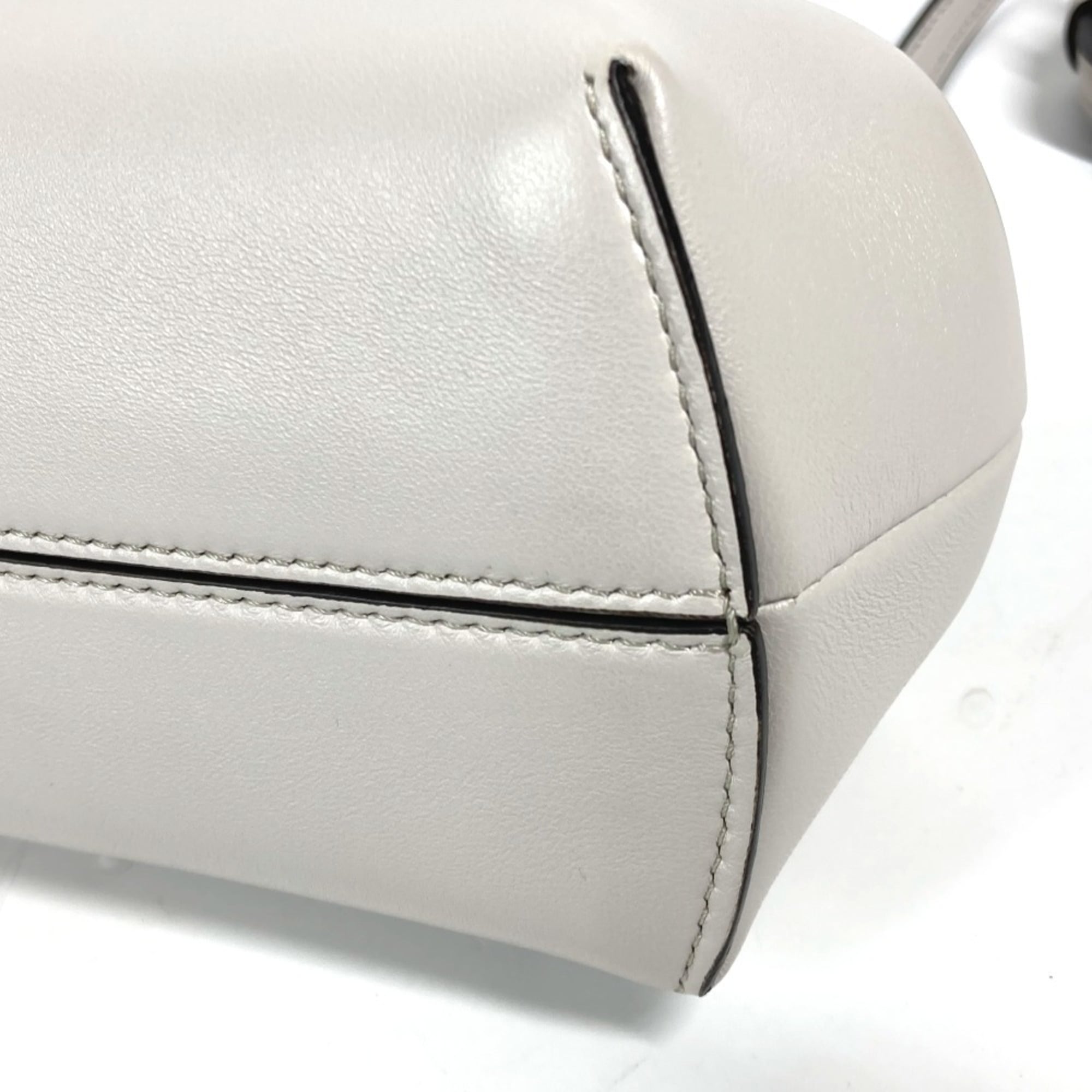 FENDI 8BP129 Pochette First Small Shoulder Bag Clutch Leather Women's White Grey E-240710-9 — Like New