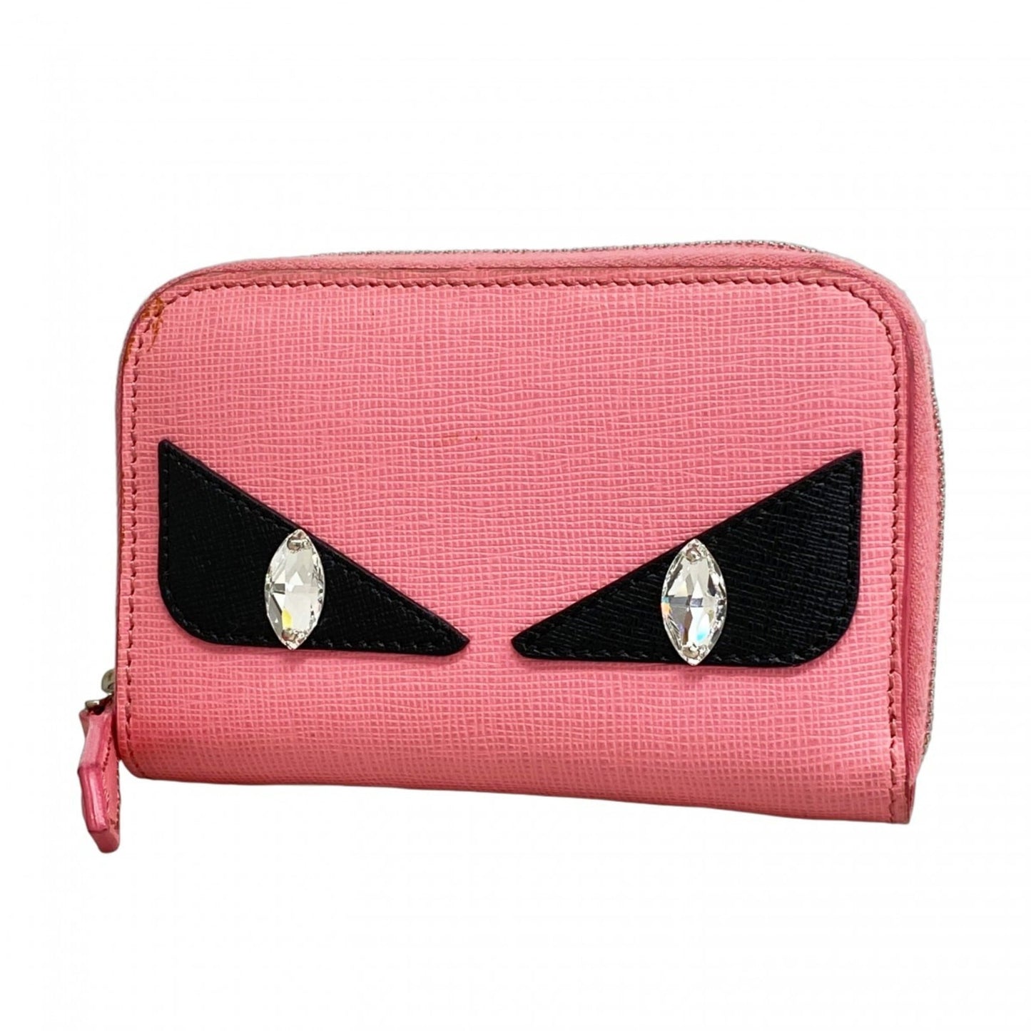 Fendi Monster Leather Wallet/Coin Case, Pink, Women's