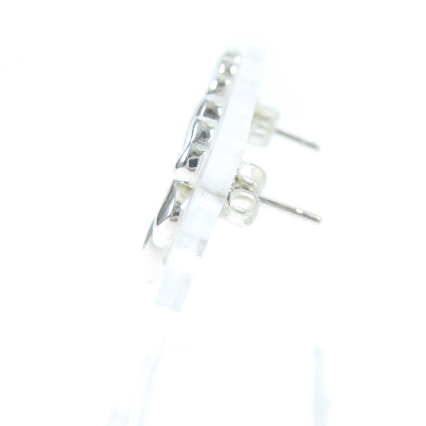 CHANEL Clover Earrings with Back Logo (for both ears) SV925 Silver, 5.6g, Women's