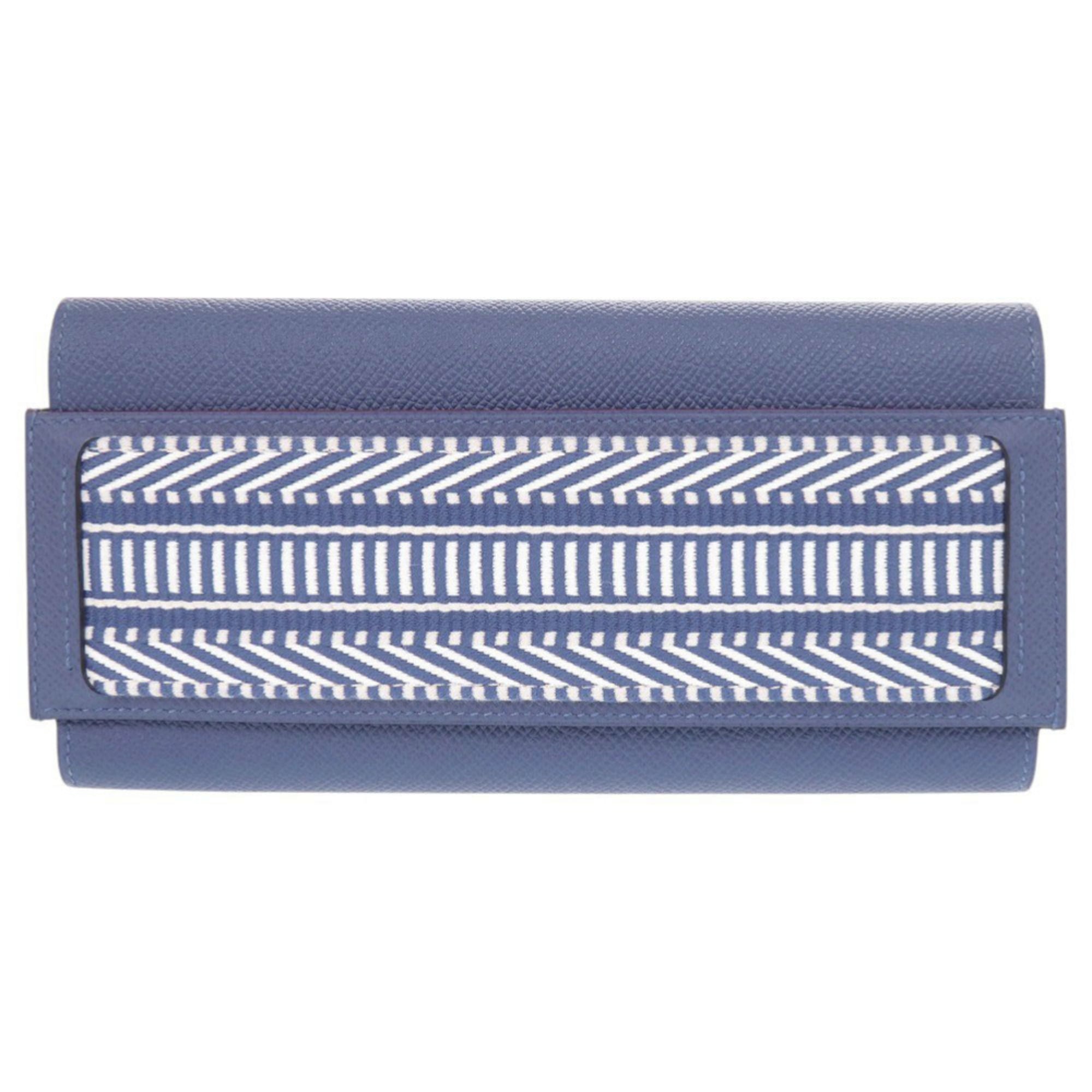 Like new Hermès Passant Long Sangle Caval Epsom Leather, Blue Brighton Silver Hardware, C Stamp (2018 Model), 0352 HERMES