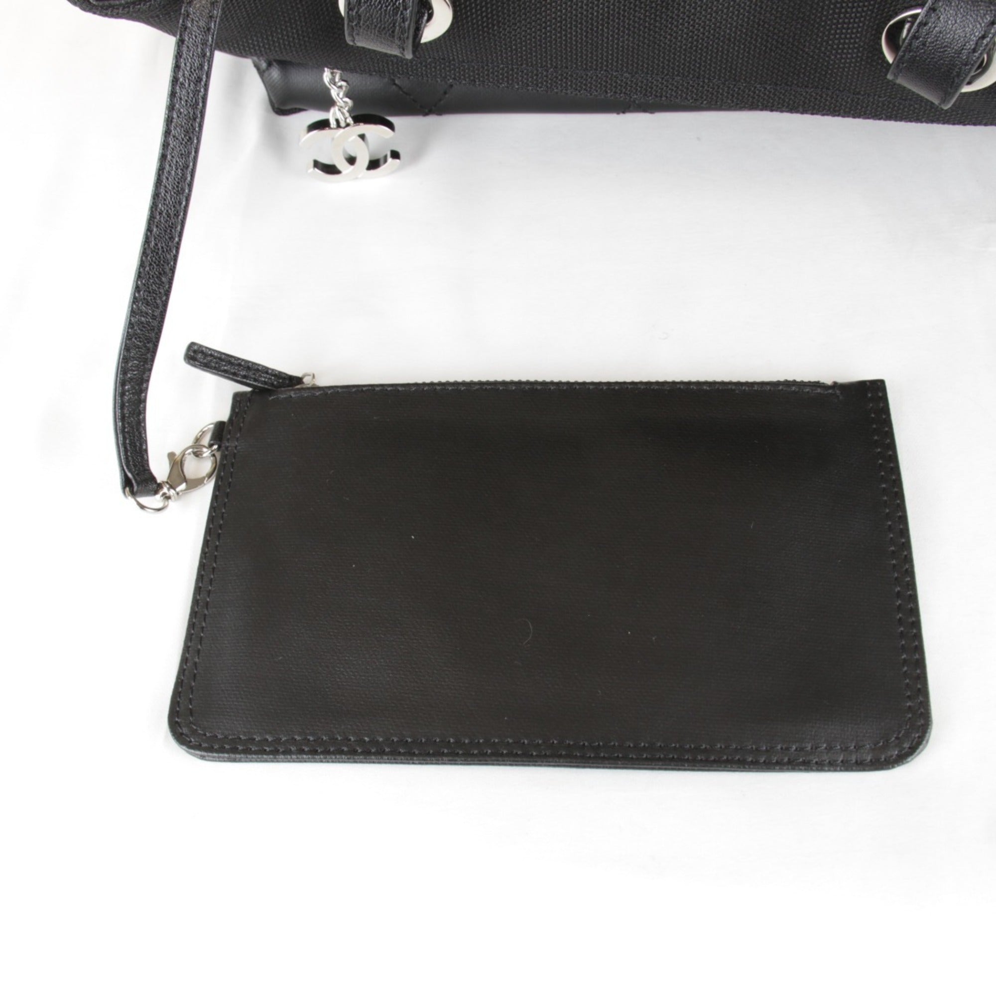 CHANEL A34210 Tote Bag, Canvas, Black, Women's — Like New