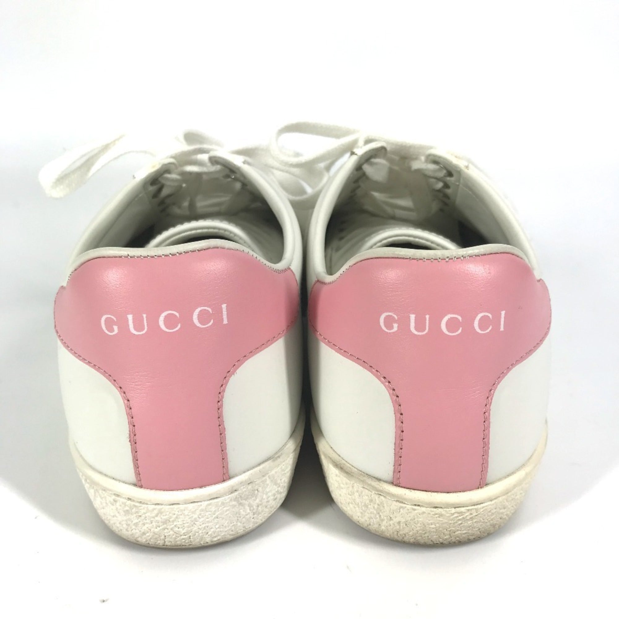 GUCCI 598527 Ace logo two-tone shoes, low-top leather sneakers with Interlocking G, women's white