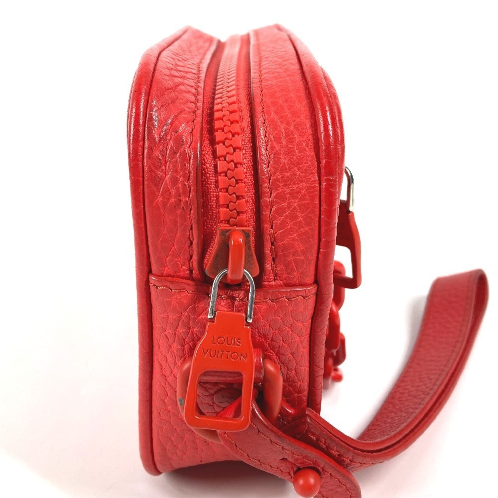 LOUIS VUITTON Monogram Empreinte Pochette Volga M53555 Chain Bag, Second Bag with Strap, Pouch, Clutch Leather, Red, Men's and Women's