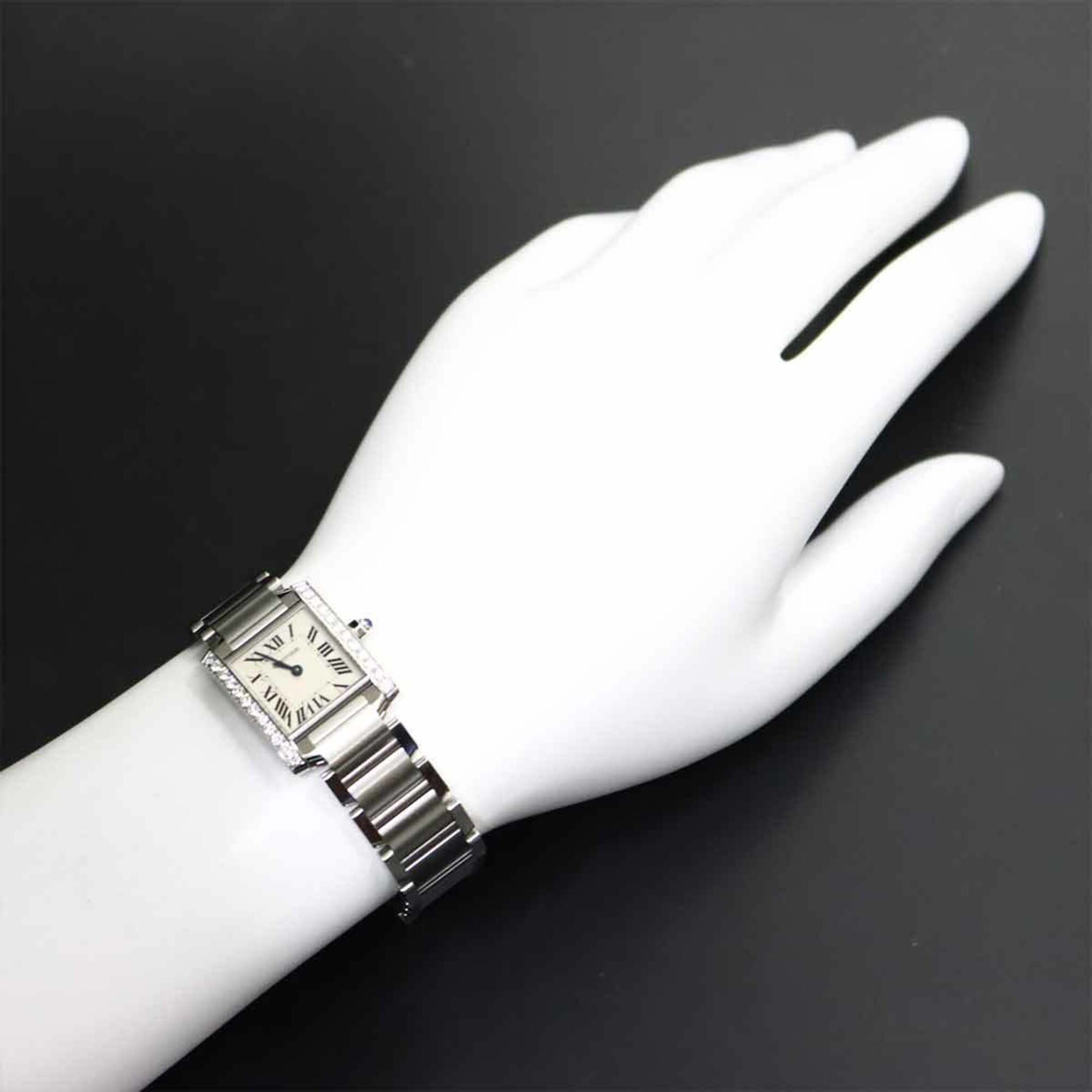 Cartier Tank Francaise SM W4TA0008 Women's Watch, Diamond Bezel, Ivory, Quartz Watch — Like New