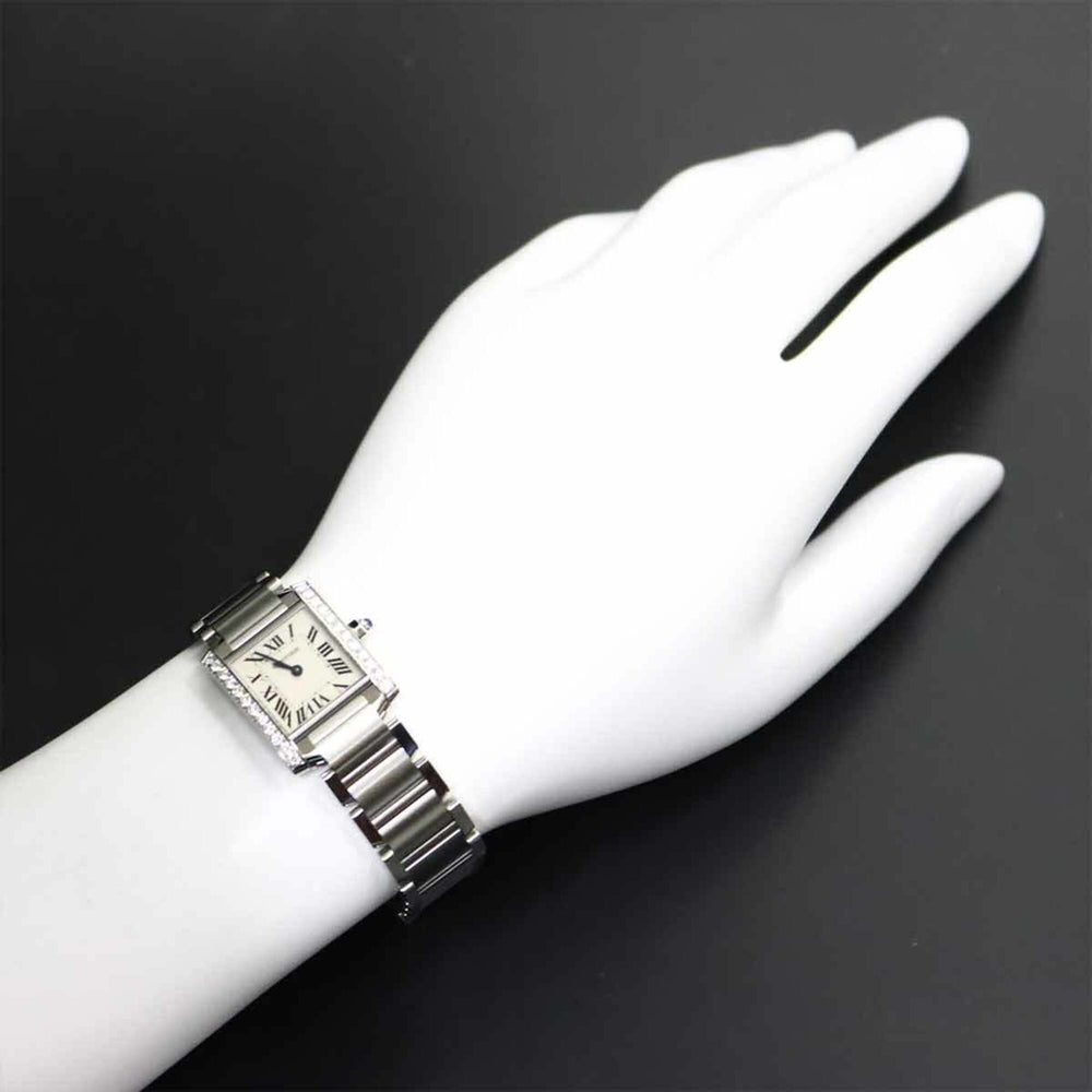 Cartier Tank Francaise SM W4TA0008 Women's Watch, Diamond Bezel, Ivory, Quartz Watch — Like New